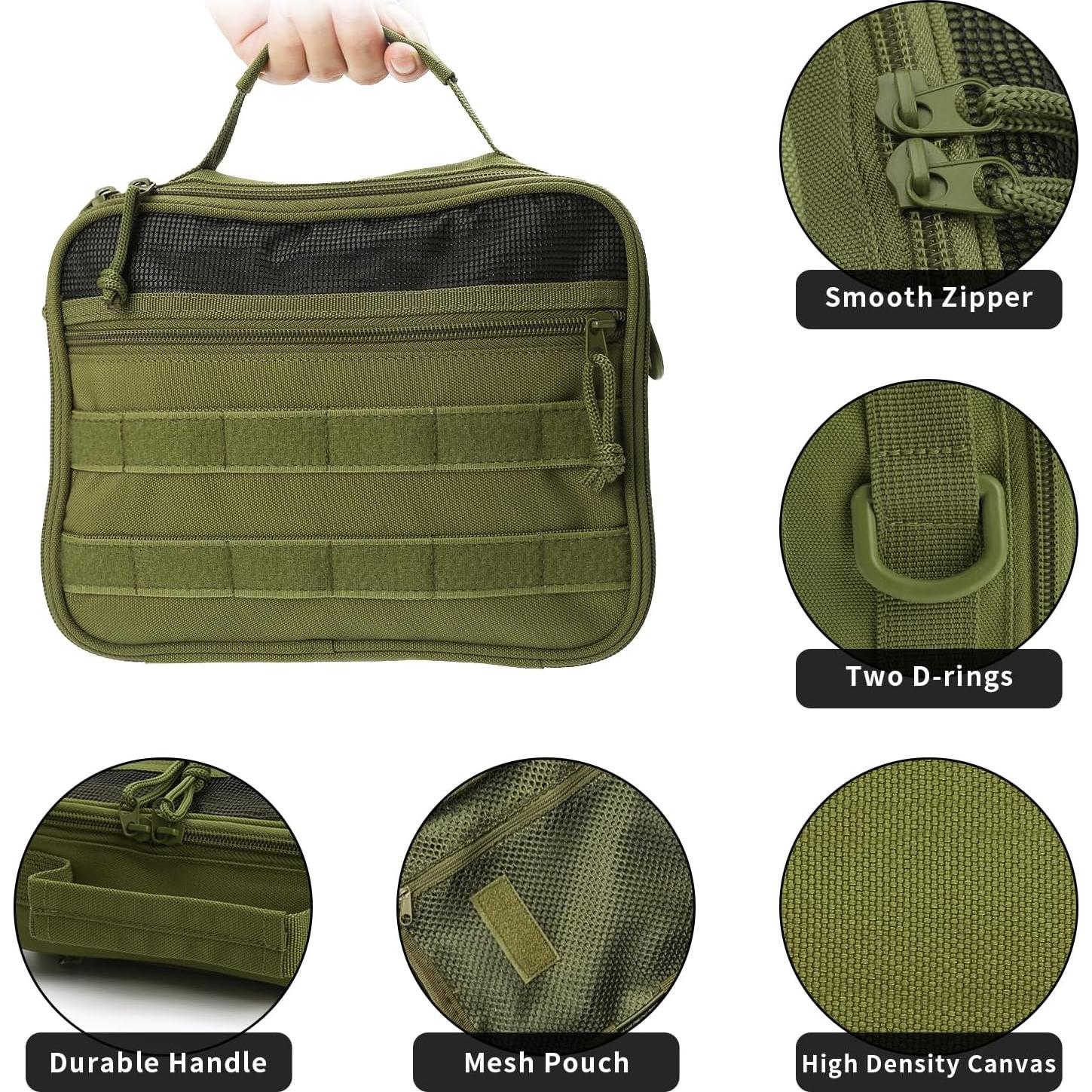 Bolsa de Aseo Colgante SMONT para Hombres Verde Militar 24.1x20.1x6.9 cm