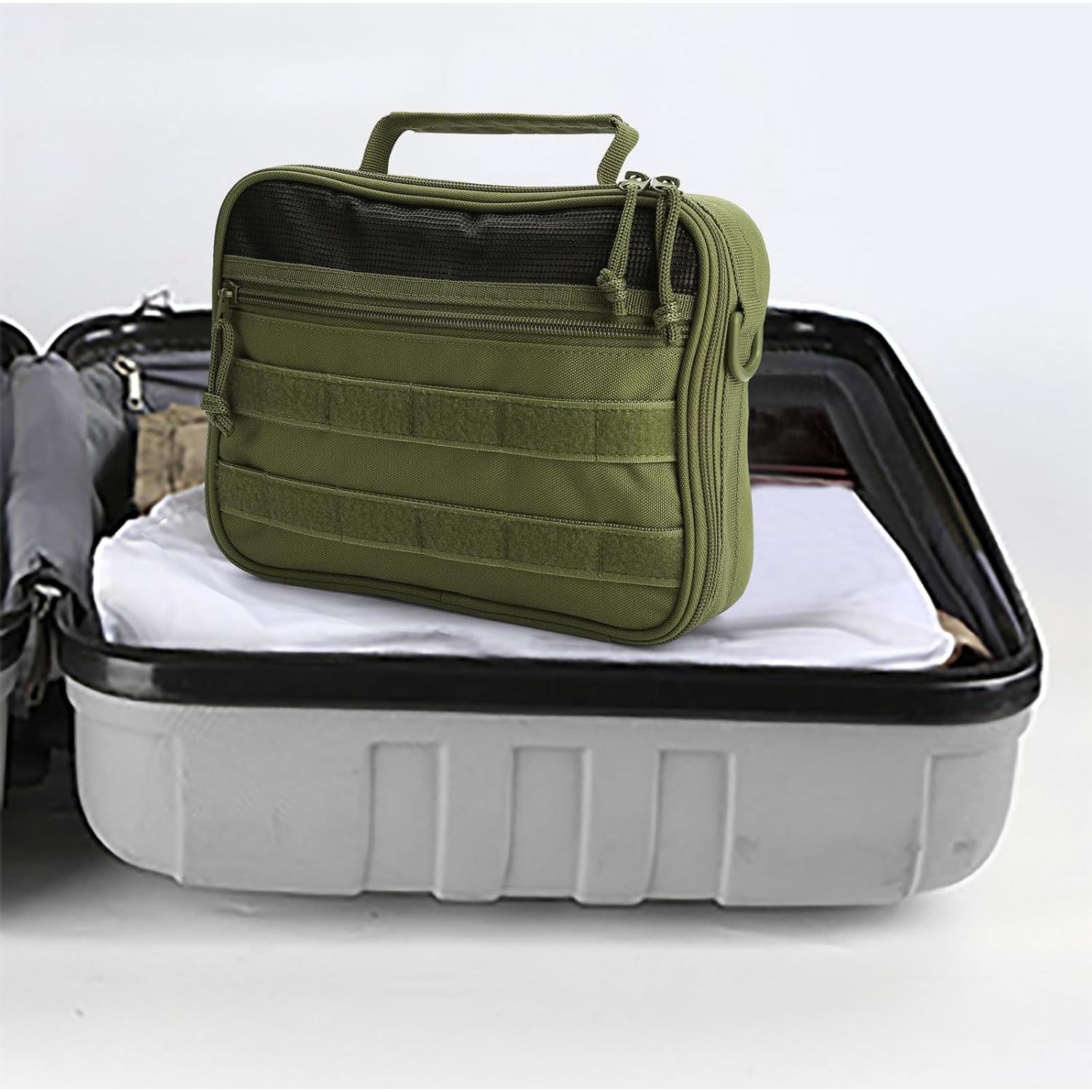 Bolsa de Aseo Colgante SMONT para Hombres Verde Militar 24.1x20.1x6.9 cm