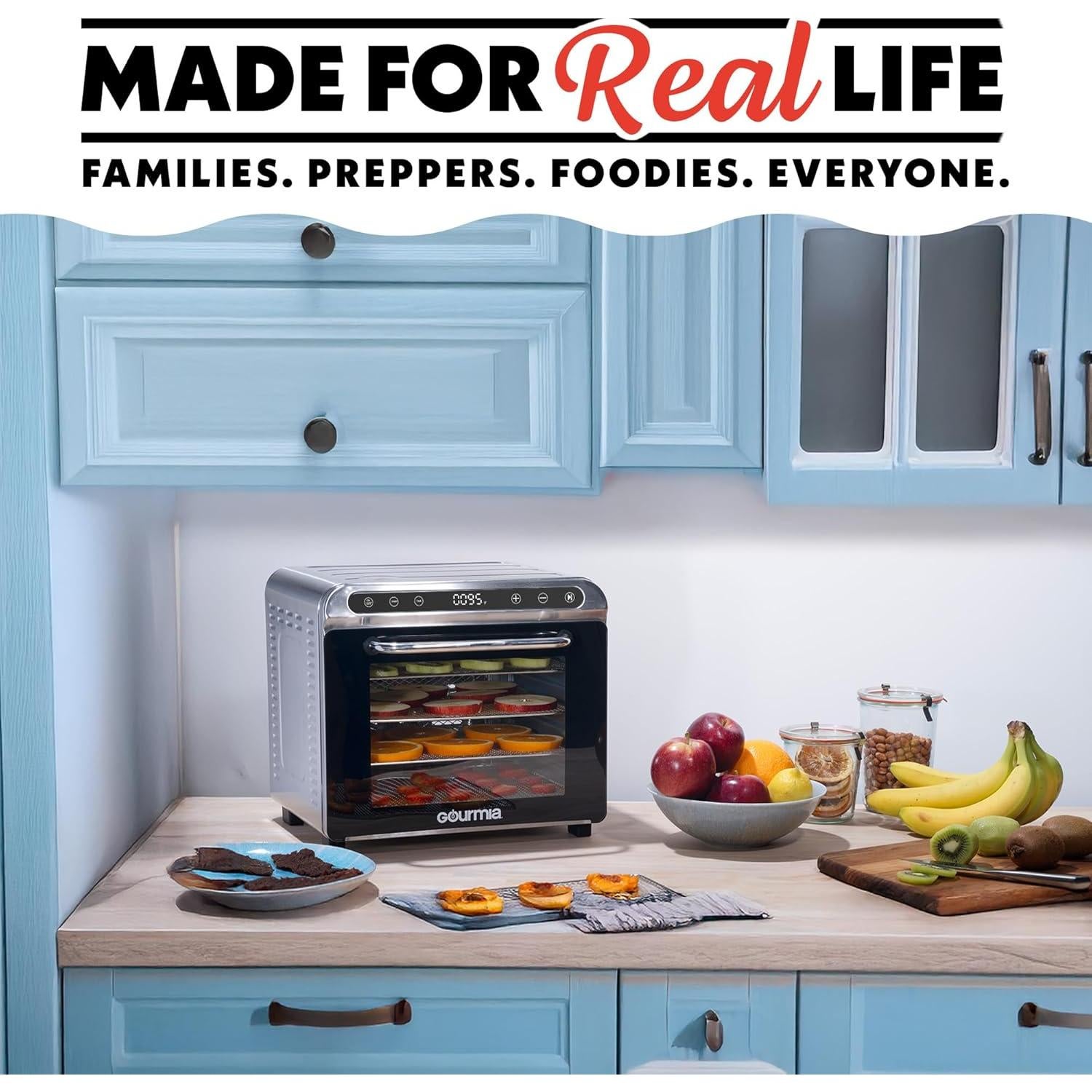 Deshidratador de Alimentos Gourmia GFD1620 - 8 Bandejas Acero Inoxidable