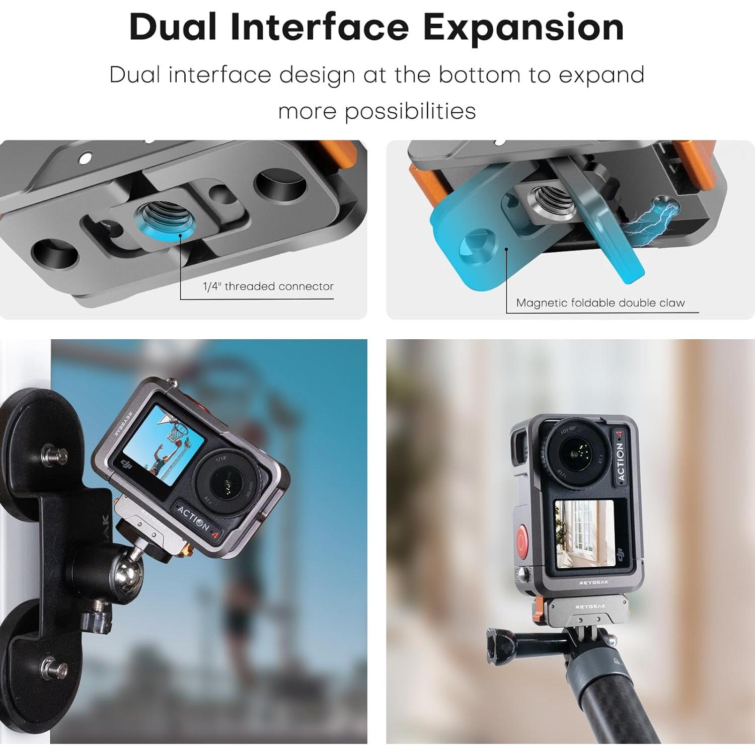 Soporte de Liberación Rápida Aluminio REYGEAK para DJI OSMO Action 5/4/3