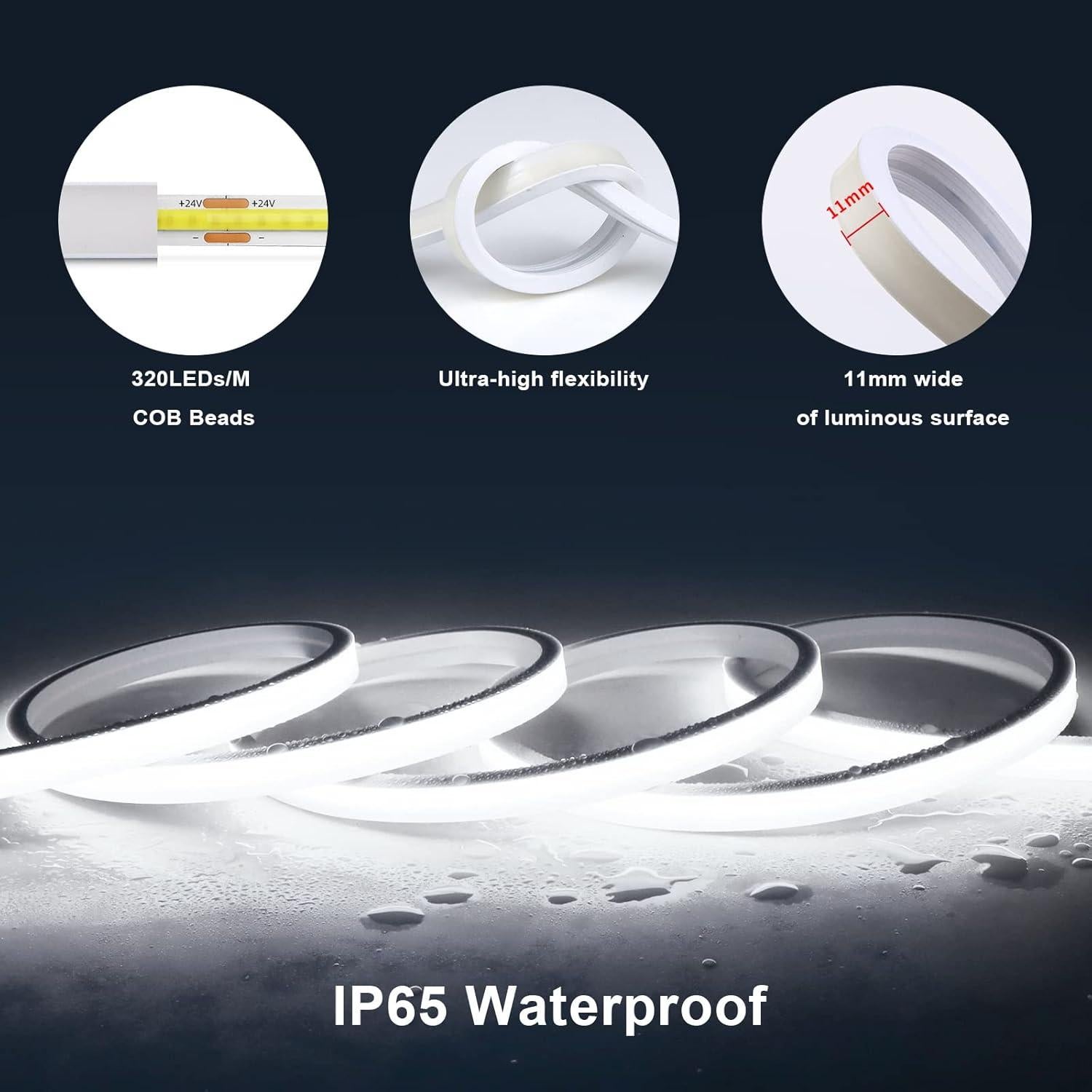 Tira de Luz LED Neon COB 5m CHNMALITAI Regulable IP65