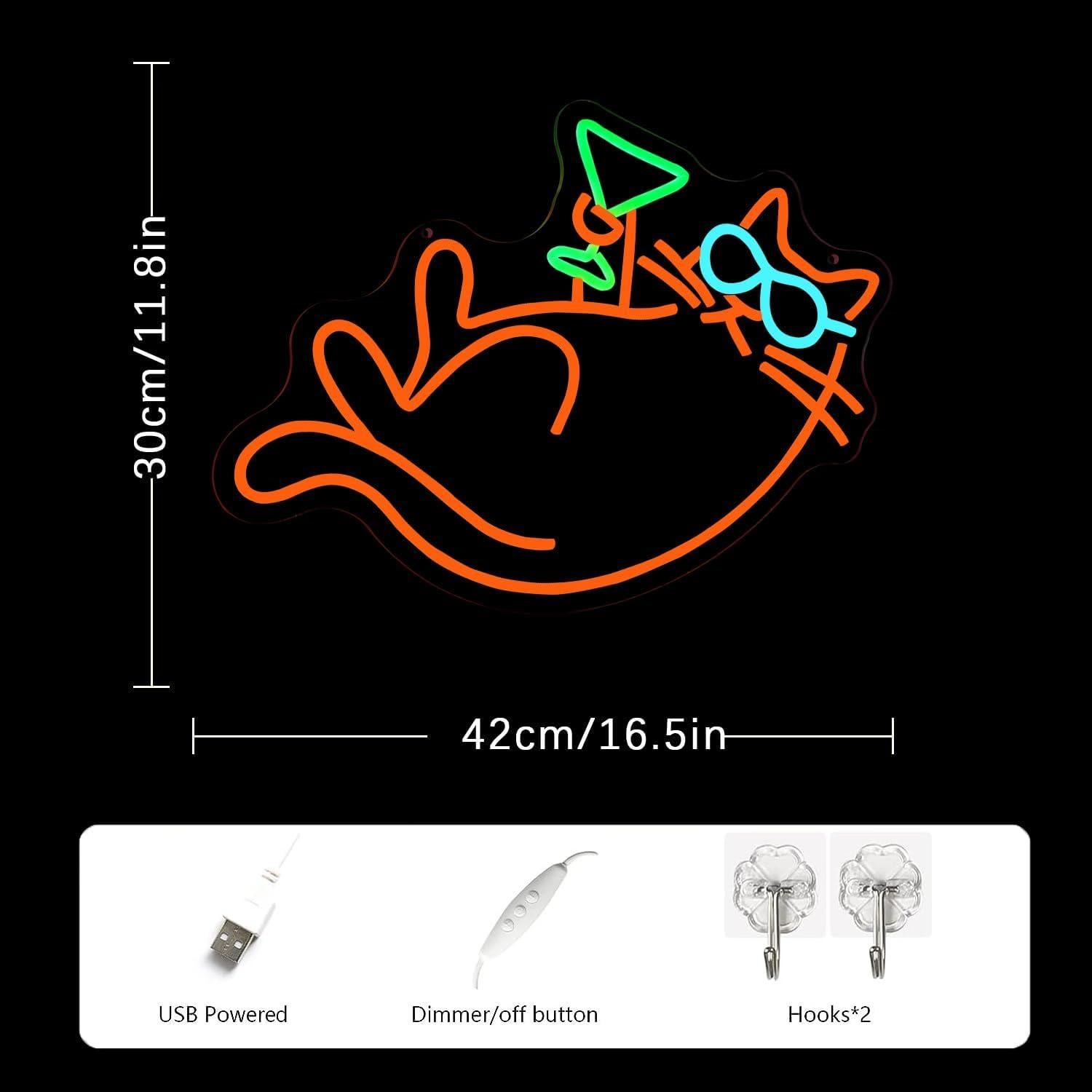 Cartel de Neón Gato Martini LMSIGNLY LED Regulable 43x33cm