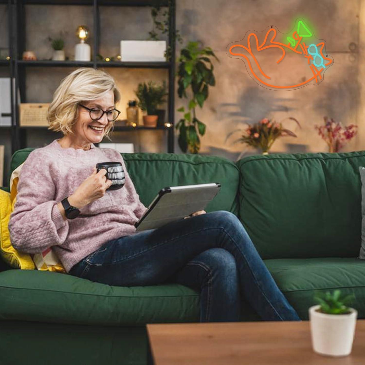 Cartel de Neón Gato Martini LMSIGNLY LED Regulable 43x33cm