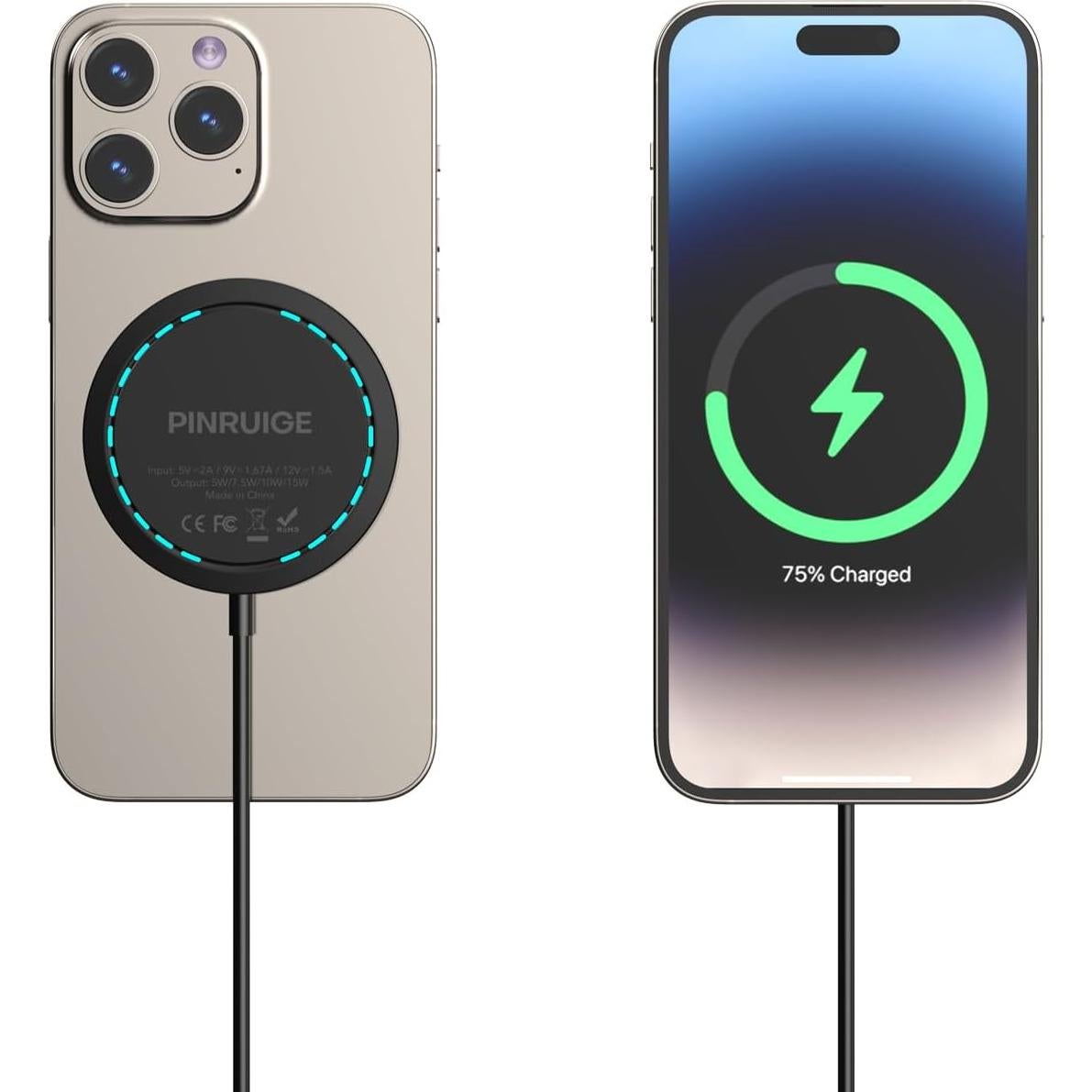 Cargador Inalámbrico Magnético PINRUIGE 15W para iPhone 12-15