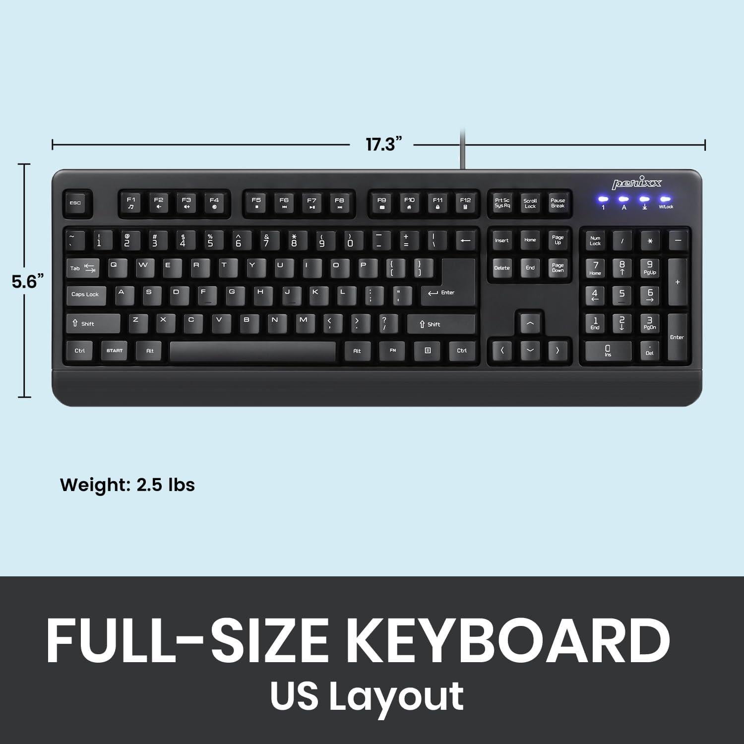 Teclado USB Lavable Perixx PERIBOARD-517 IP65 Negro