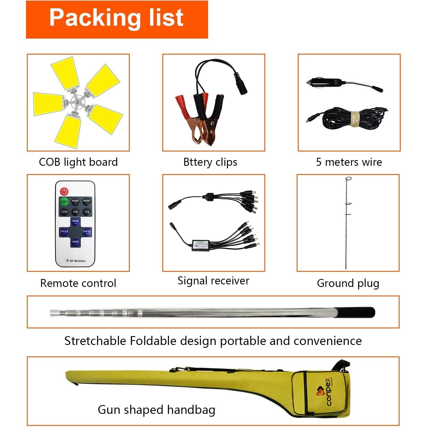 Luz de Camping Telescópica CONPEX 30000 Lúmenes LED IP67
