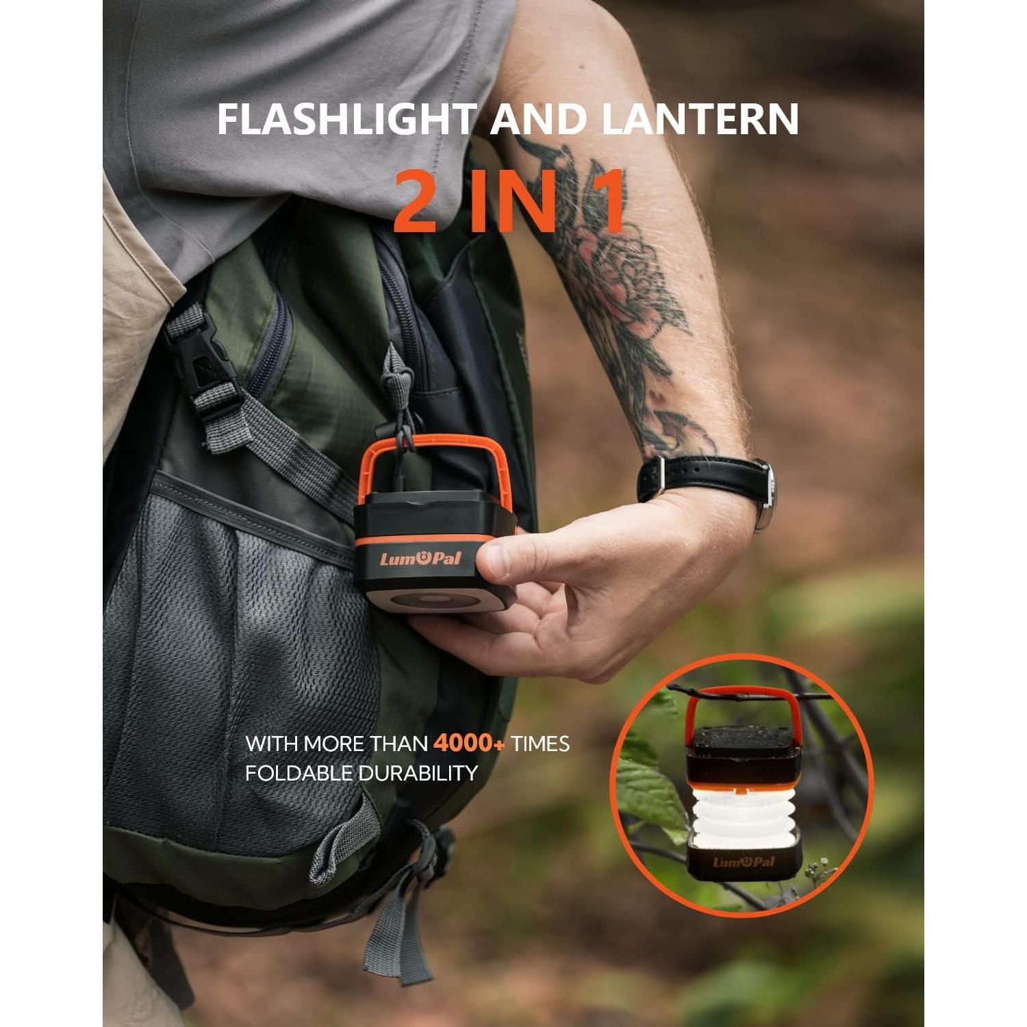 Luz Solar Camping Plegable LUMOPAL 1200mAh IP54 USB