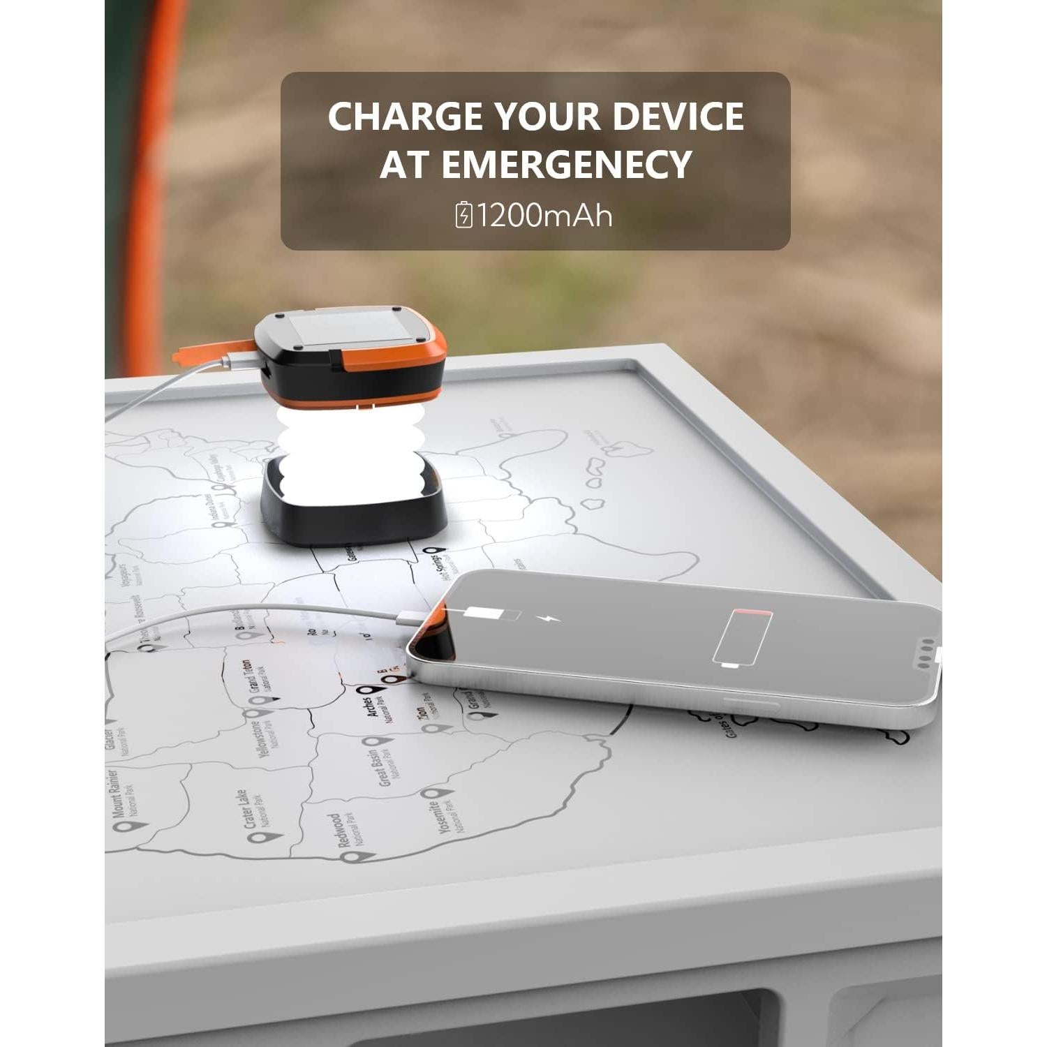 Luz Solar Camping Plegable LUMOPAL 1200mAh IP54 USB