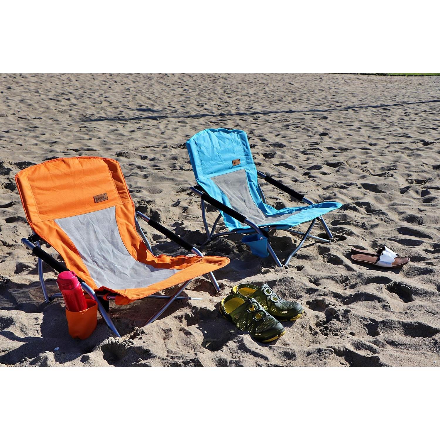 Silla de Playa Plegable Nice C con Portavasos - Juego de 2 Naranja