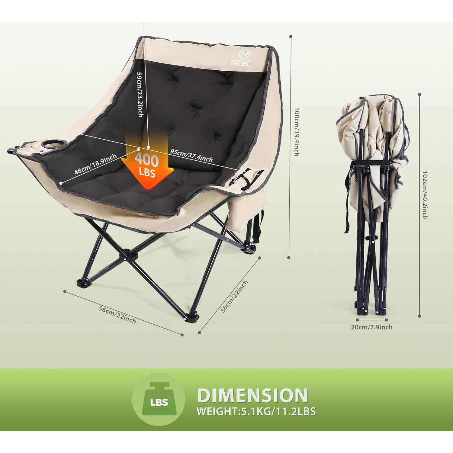 Silla de Camping Plegable Nice C XL con Almohadilla Gruesa