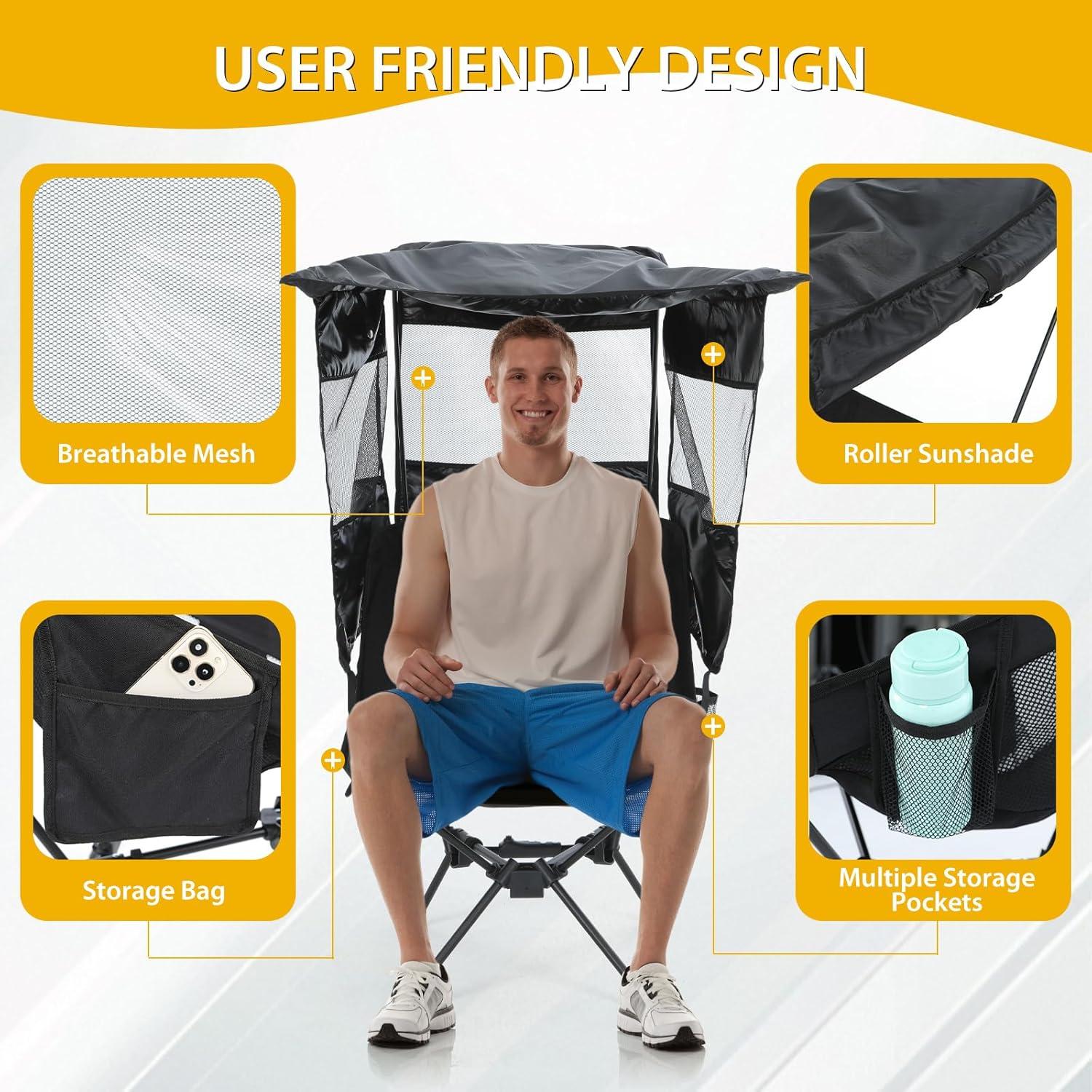 Silla de Camping Nice C con Dosel Desmontable, Ligera 1.97kg