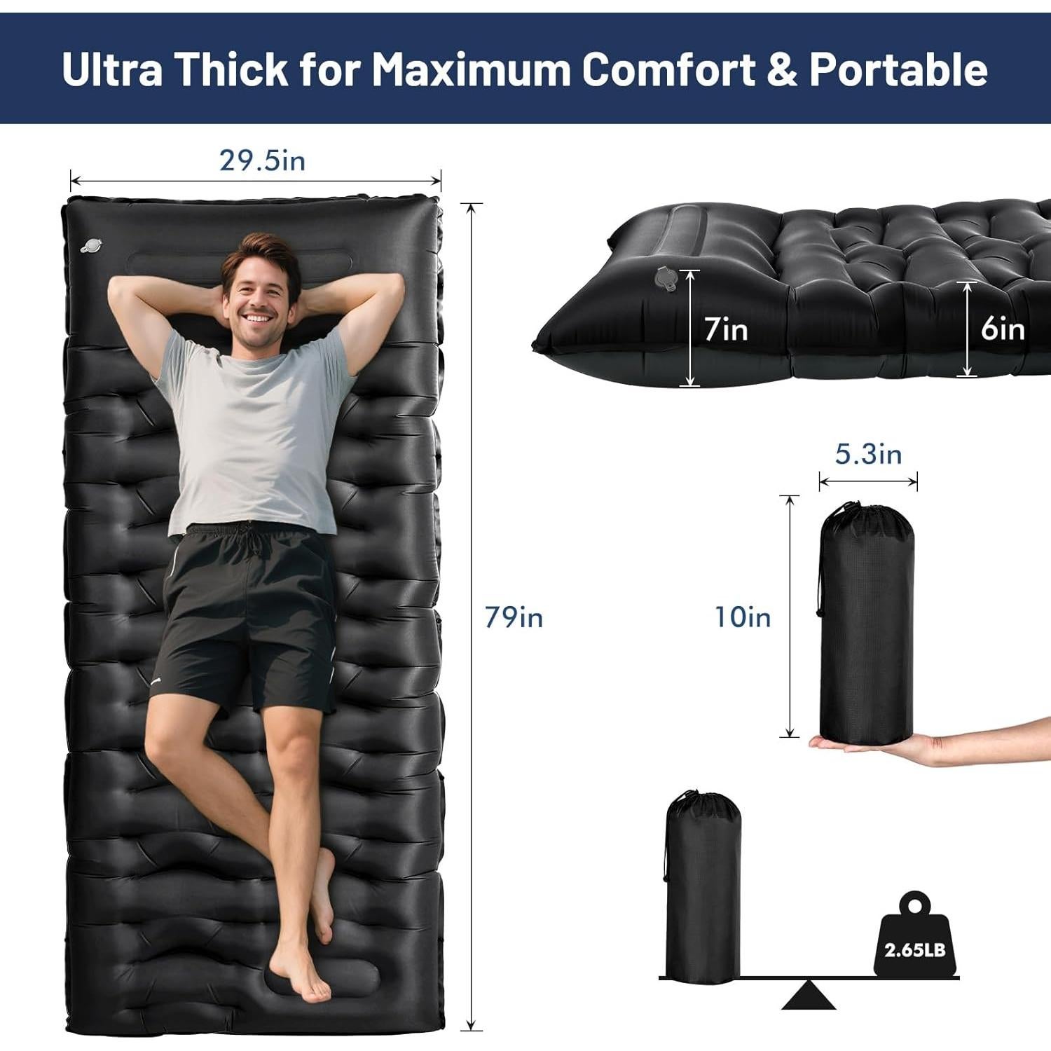 Colchón Inflable KASBAH 200x75 cm 15 cm Grosor con Bomba