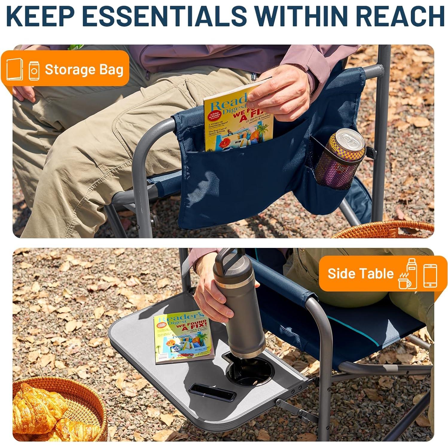 Silla Plegable Timber Ridge XXL Azul - Alta Resistencia 227 kg