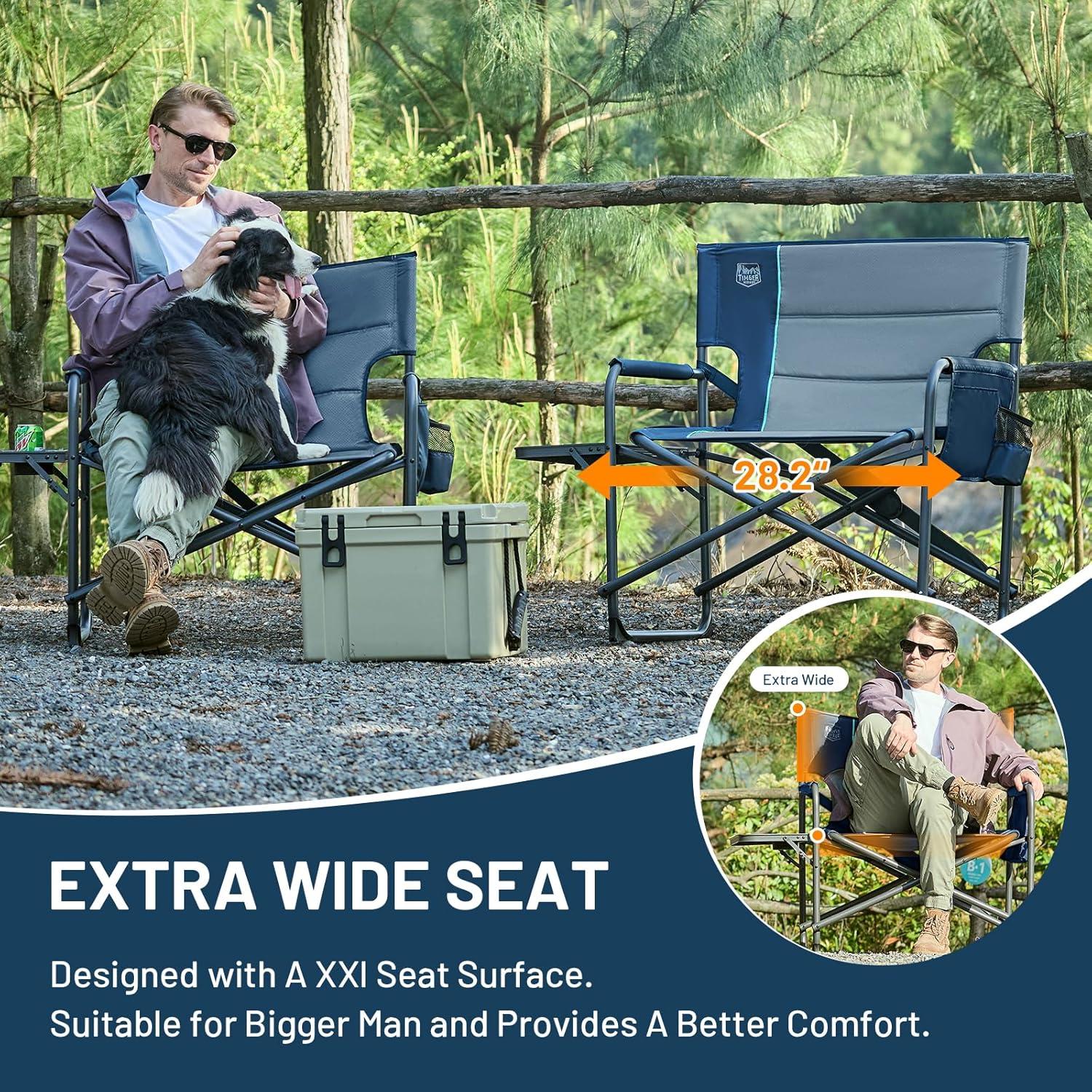 Silla Plegable Timber Ridge XXL Azul - Alta Resistencia 227 kg