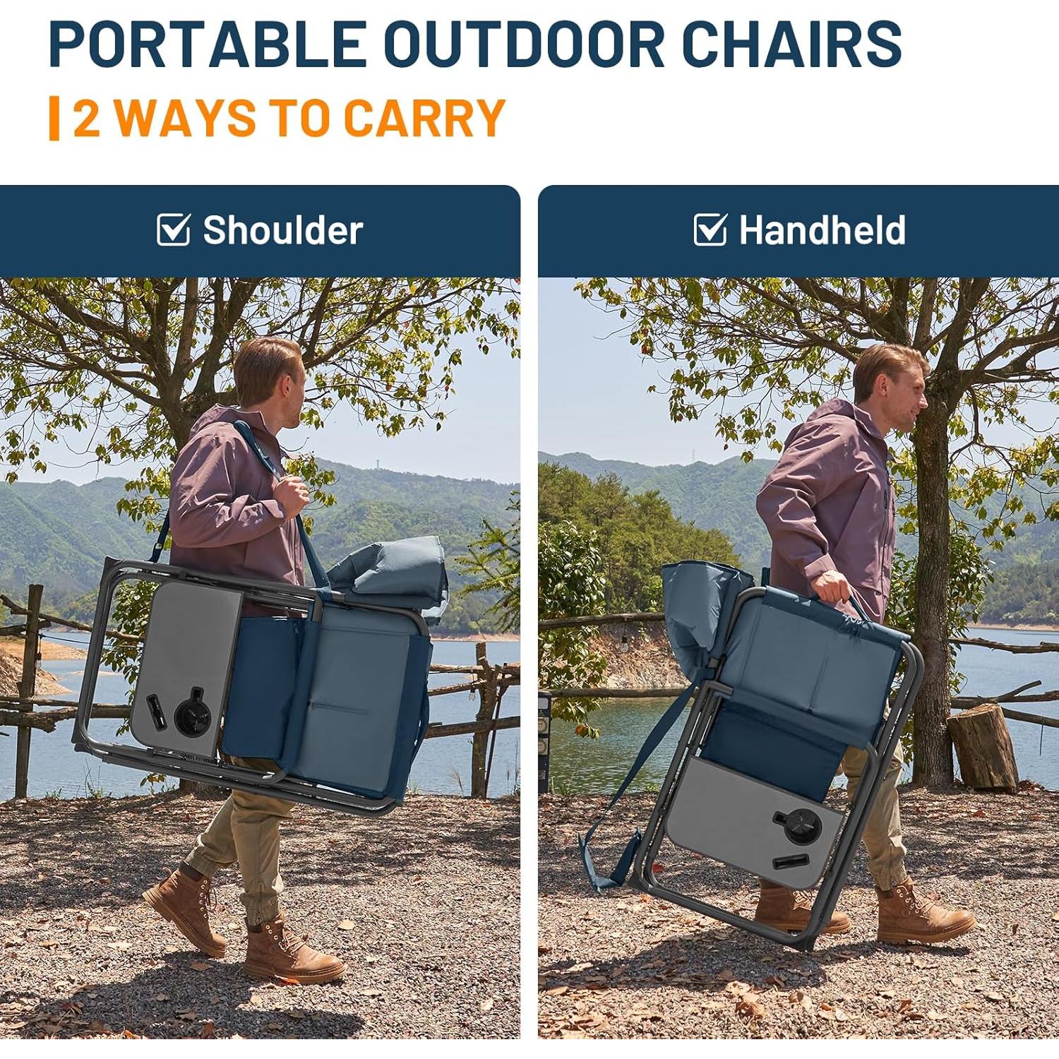 Silla Plegable Timber Ridge XXL Azul - Alta Resistencia 227 kg