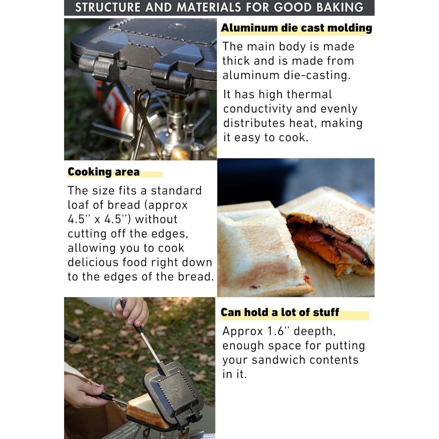 Hacedor de Sándwiches Camping Moon TT-1315 Aluminio Negro