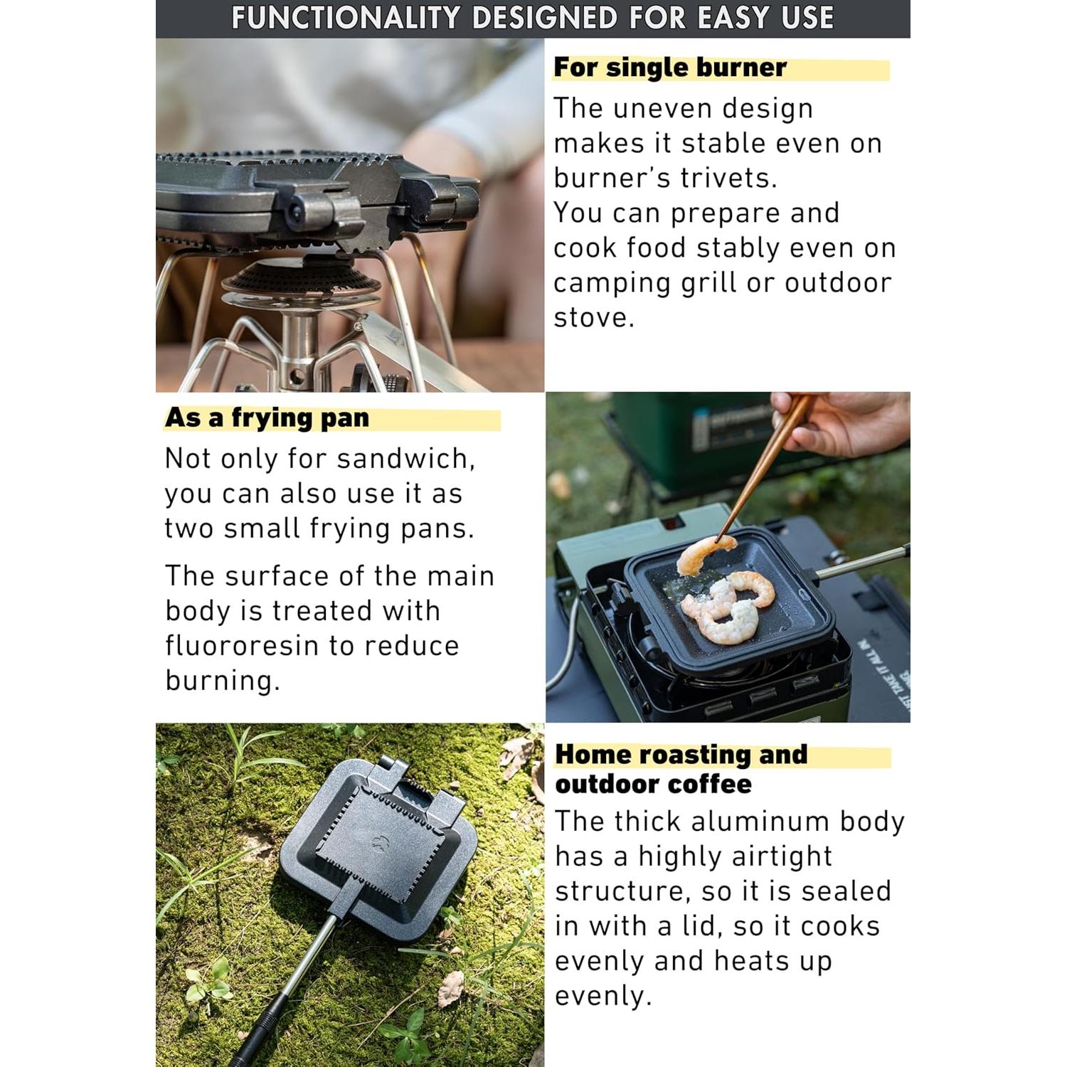 Hacedor de Sándwiches Camping Moon TT-1315 Aluminio Negro