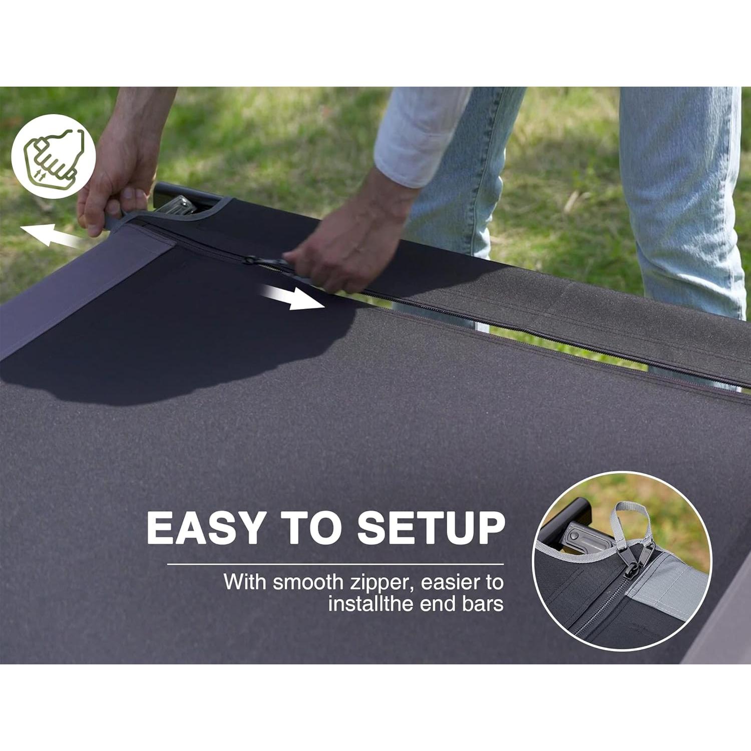 Cama de Camping Plegable EVER ADVANCED XXL Negra 214x106 cm