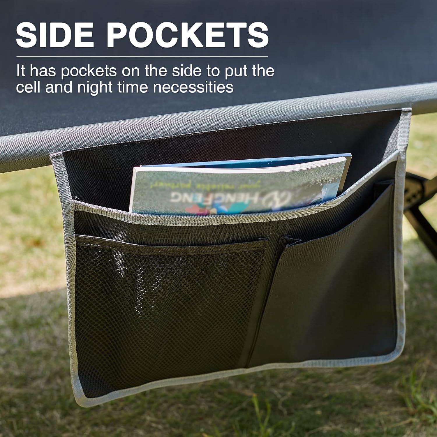 Cama de Camping Plegable EVER ADVANCED XXL Negra 214x106 cm