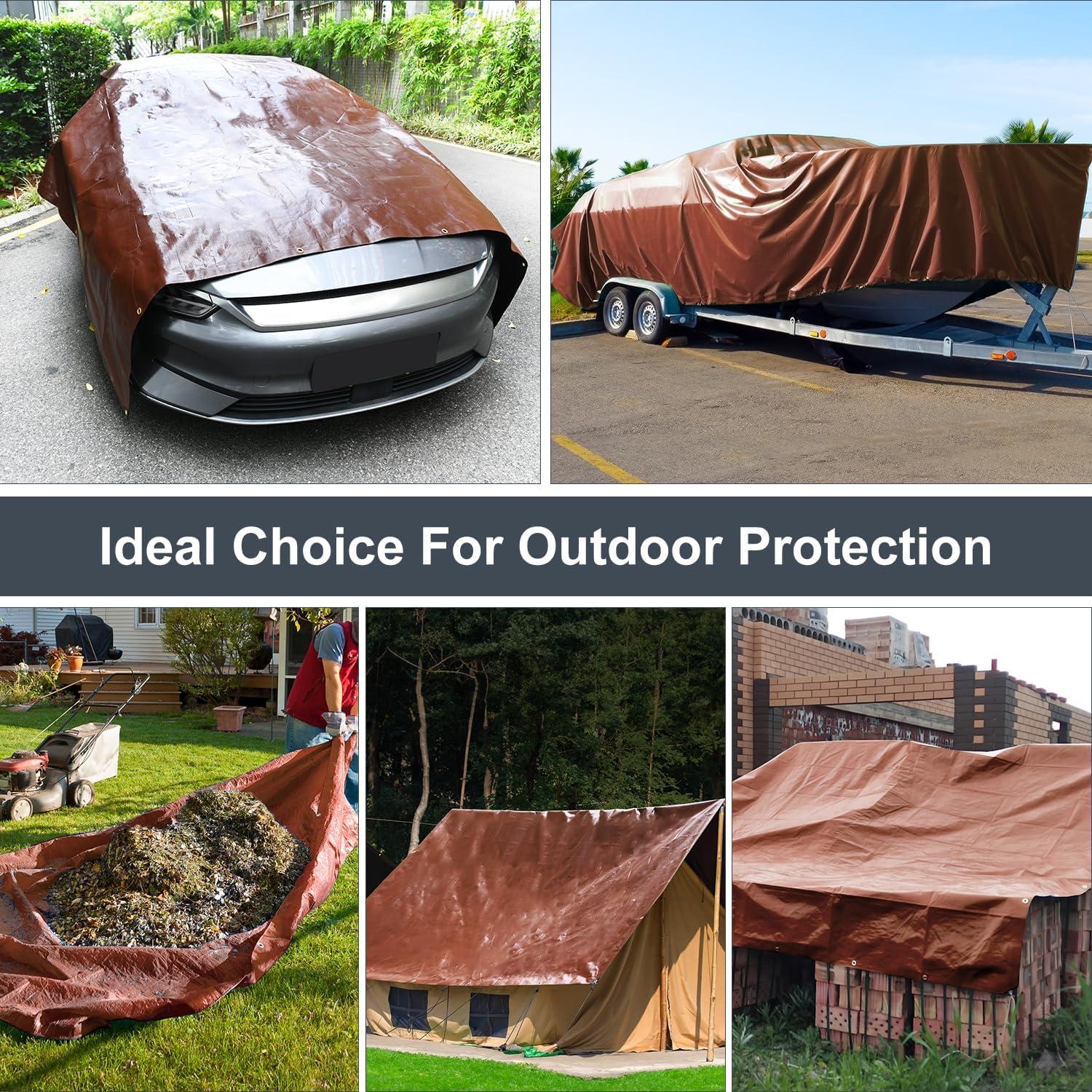 Lona Impermeable 6x8 pies 14 Mil Alta Resistencia con Ojetes