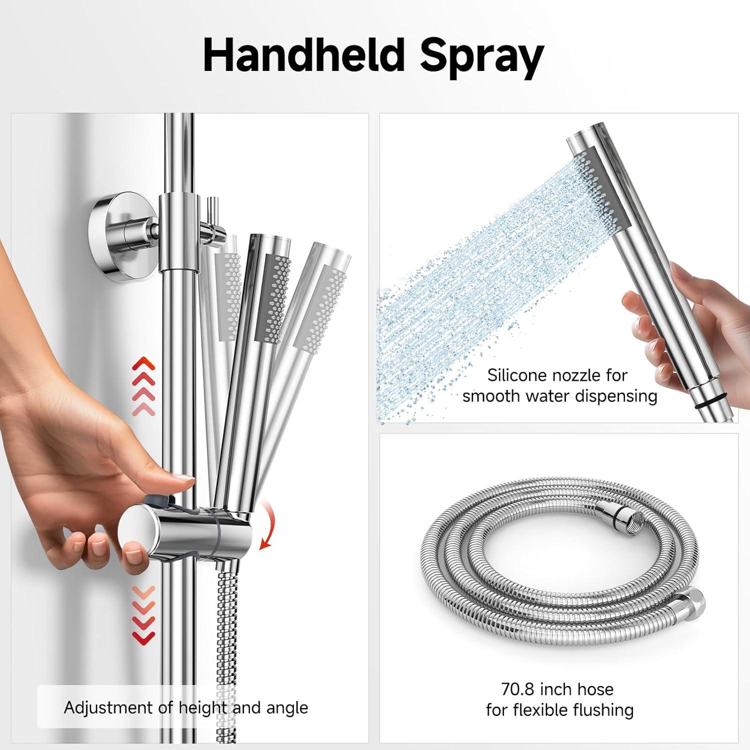 Kit de Ducha Exterior Rainsworth Cromado 8" - Acero Inoxidable