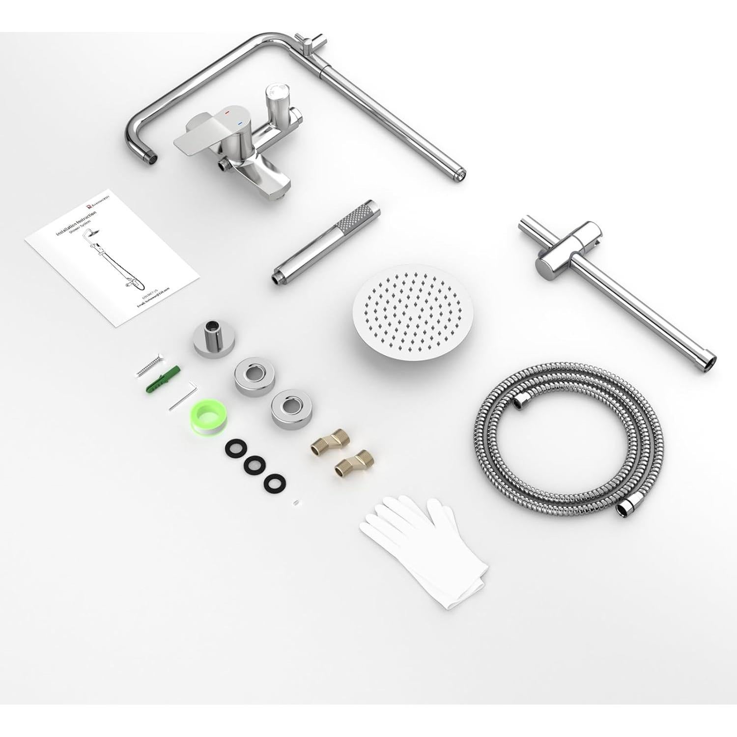 Kit de Ducha Exterior Rainsworth Cromado 8" - Acero Inoxidable