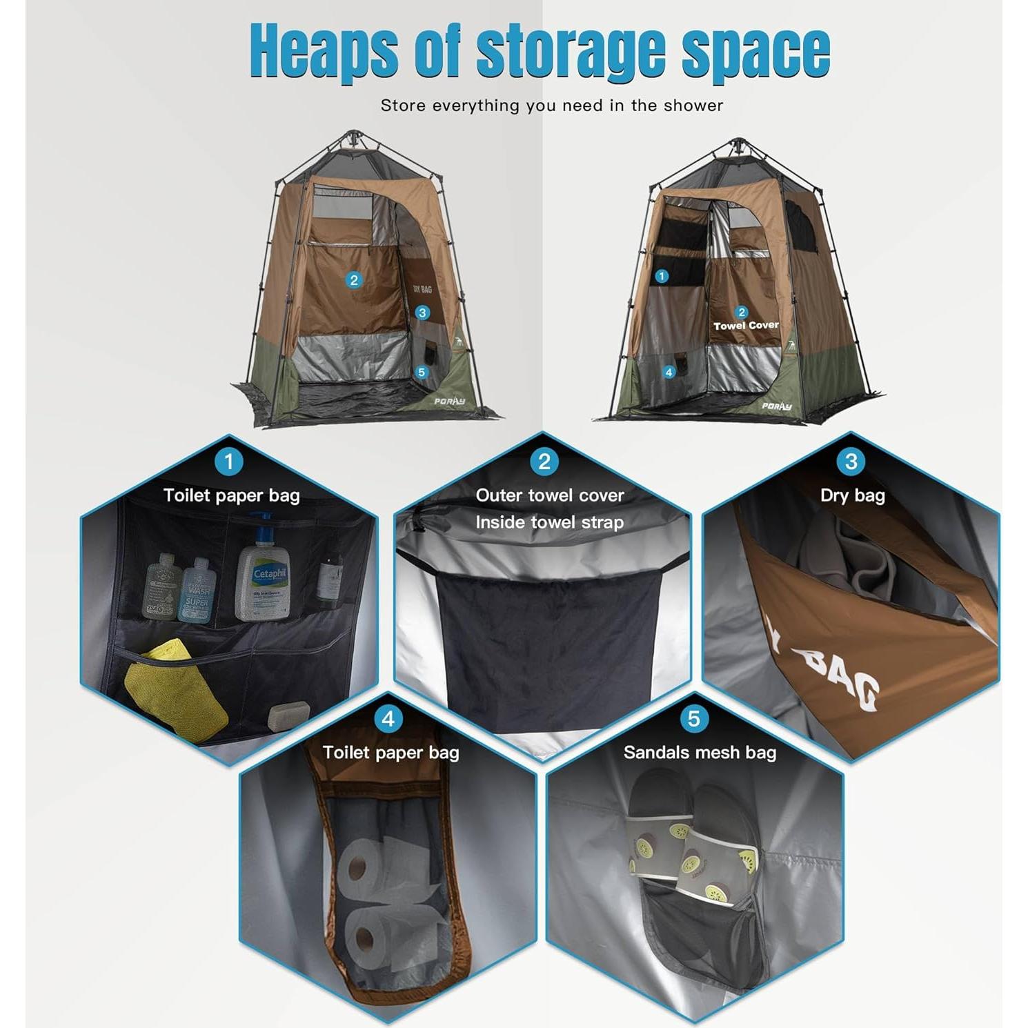 Tienda de Ducha Camping Deluxe Porayhut SIG SHW 160x160x220cm