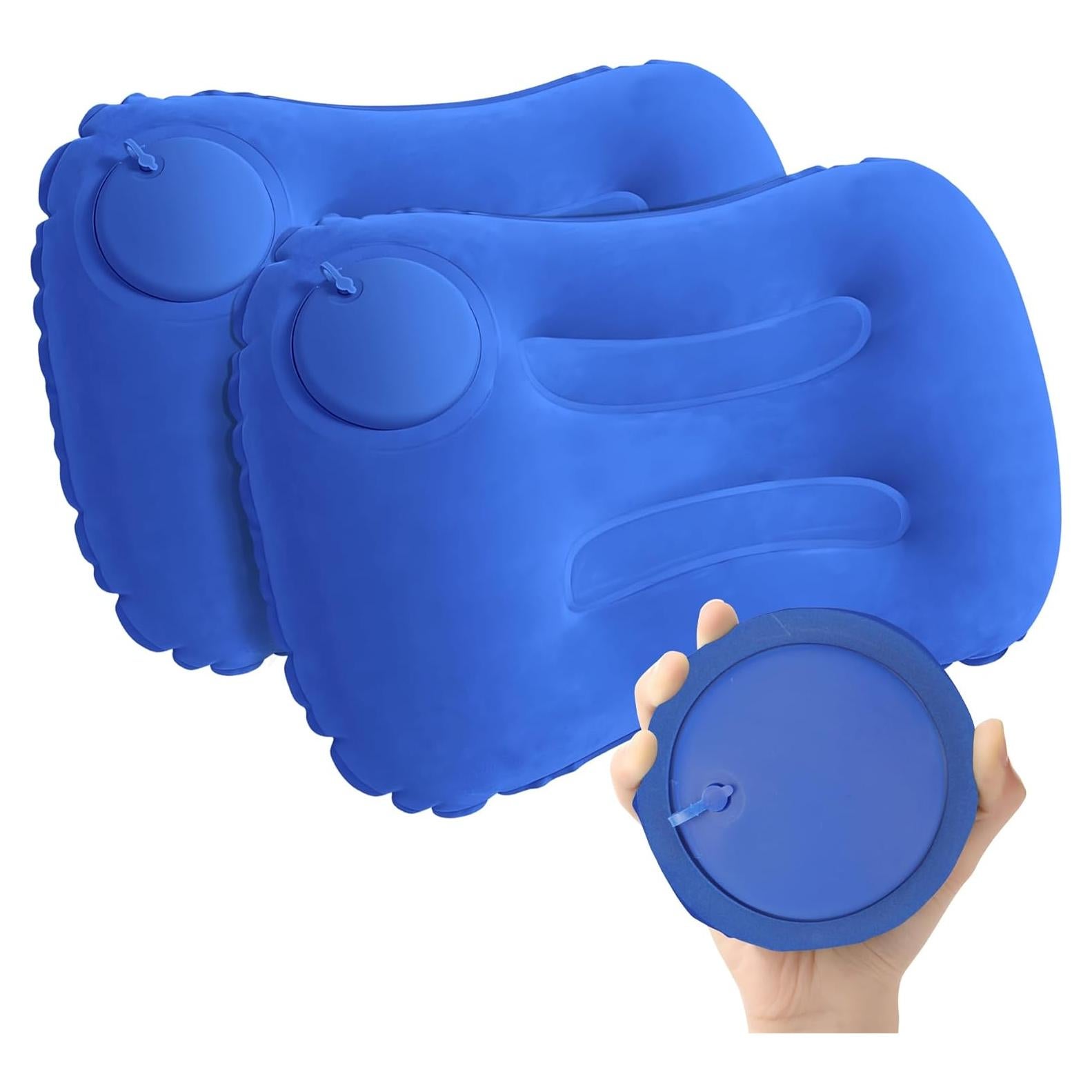 2 Almohadas Inflables Vivikivi para Camping y Viaje Azul