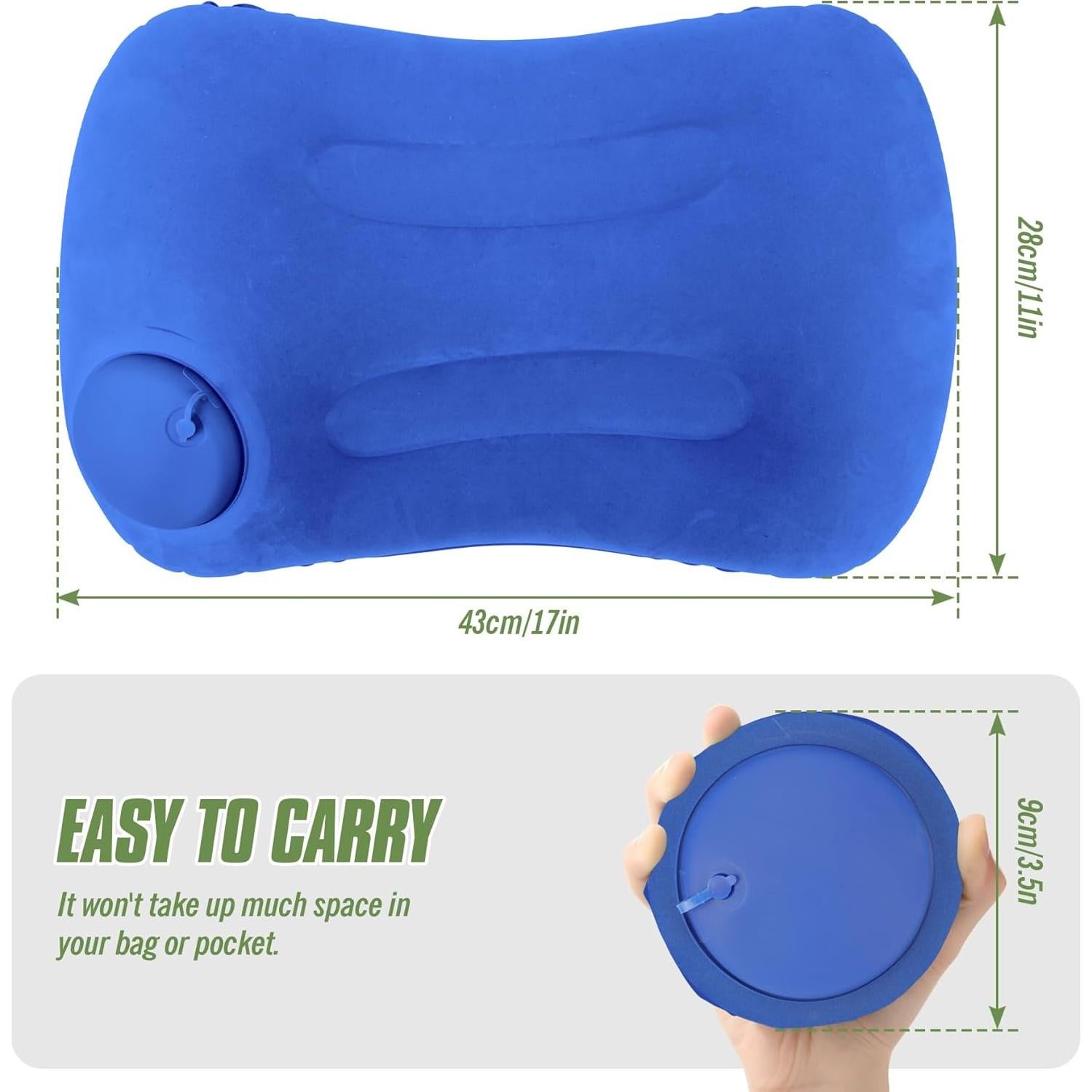 2 Almohadas Inflables Vivikivi para Camping y Viaje Azul