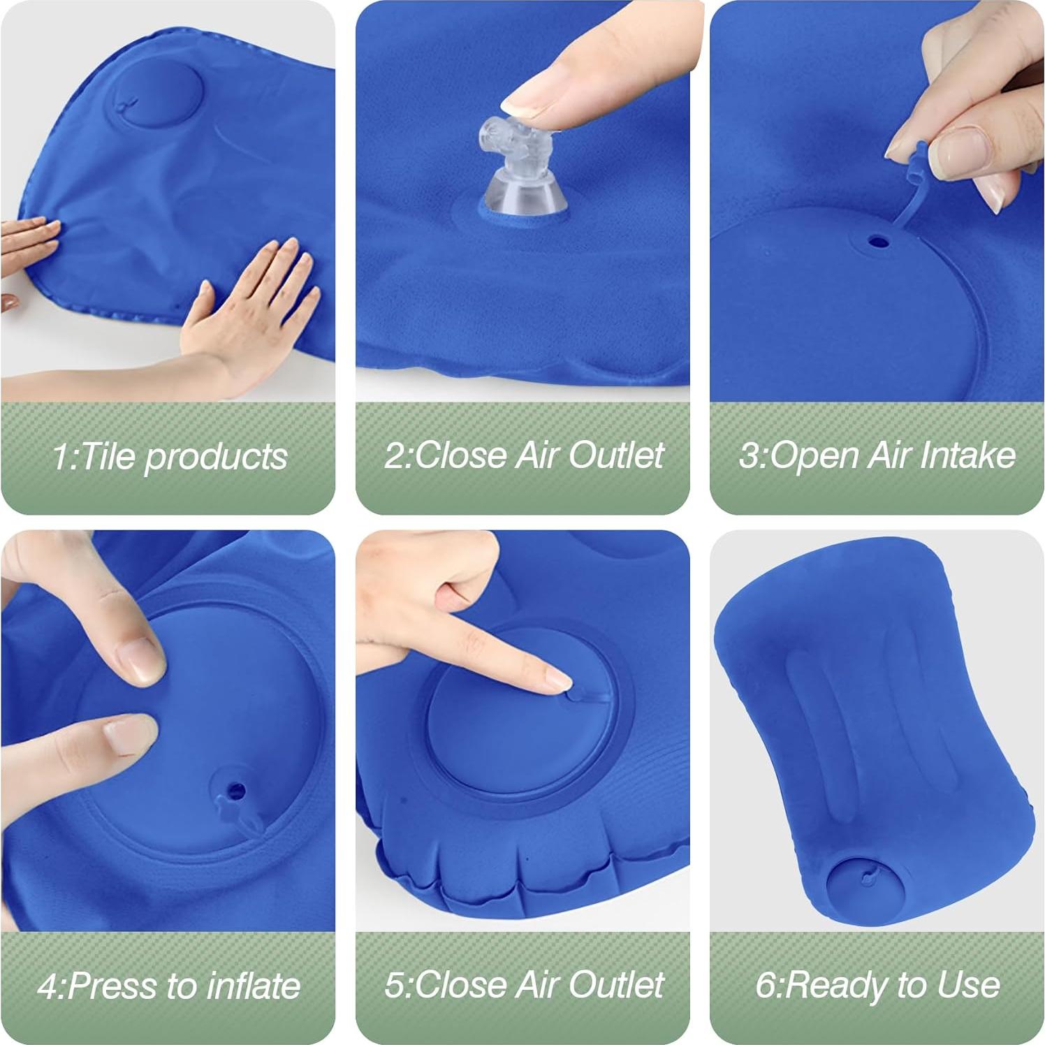 2 Almohadas Inflables Vivikivi para Camping y Viaje Azul