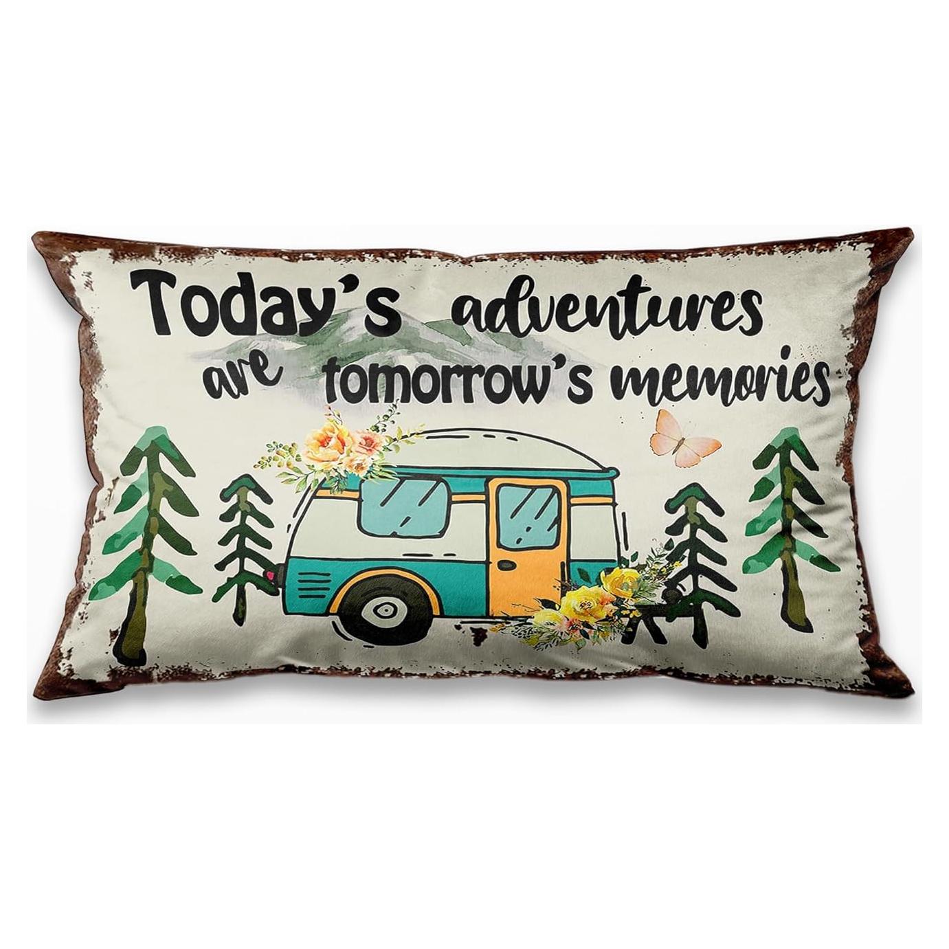 Funda de Cojín Decorativa TopXmai Camping 45x45 cm Algodón