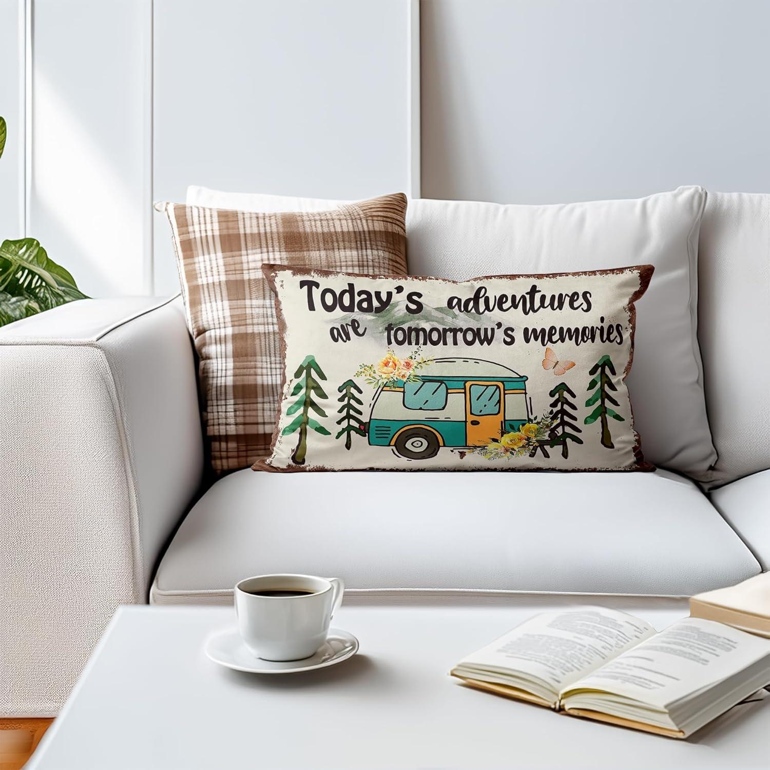 Funda de Cojín Decorativa TopXmai Camping 45x45 cm Algodón