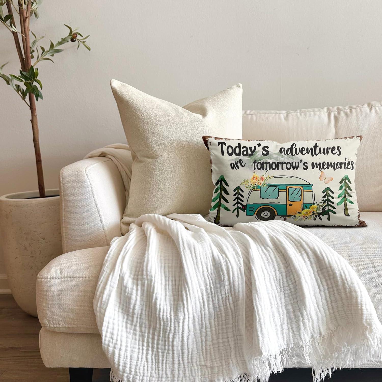 Funda de Cojín Decorativa TopXmai Camping 45x45 cm Algodón