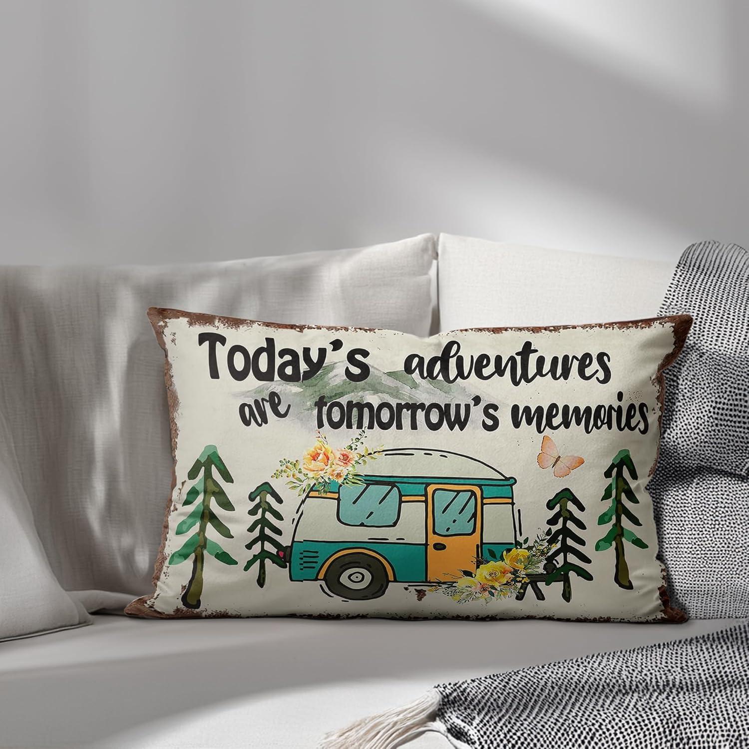 Funda de Cojín Decorativa TopXmai Camping 45x45 cm Algodón