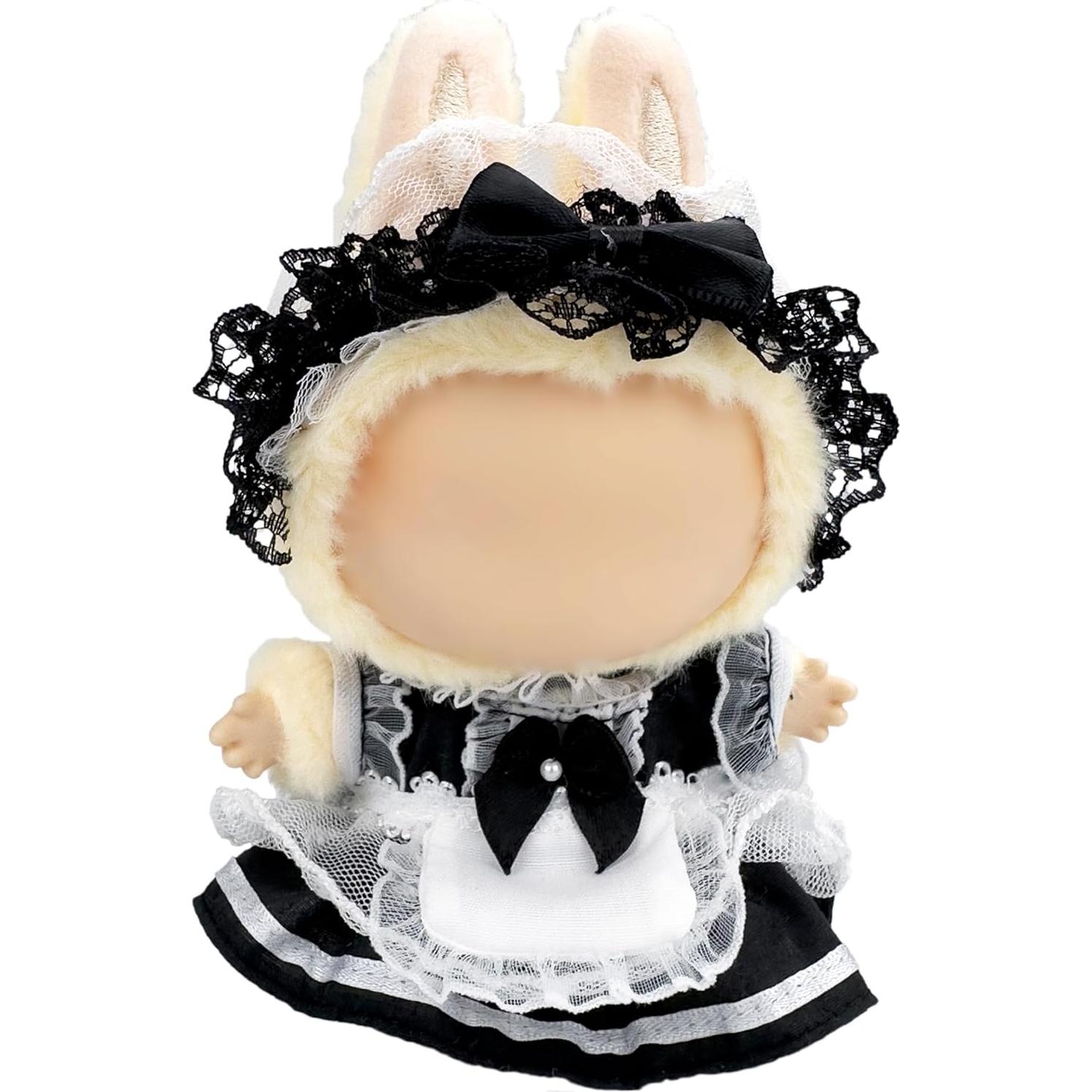 Conjunto de Ropa y Accesorios para Muñeca Labubu 17cm - Negro