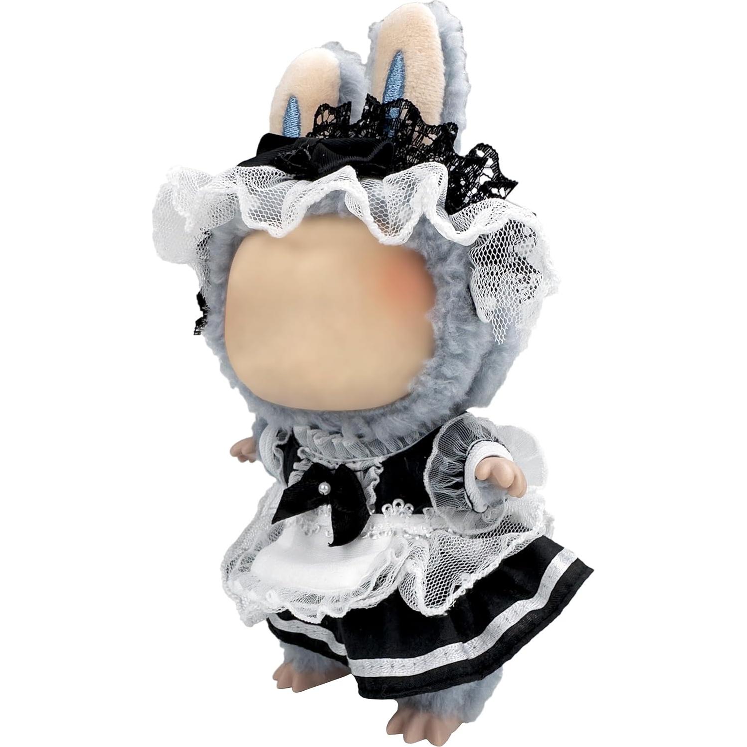 Conjunto de Ropa y Accesorios para Muñeca Labubu 17cm - Negro