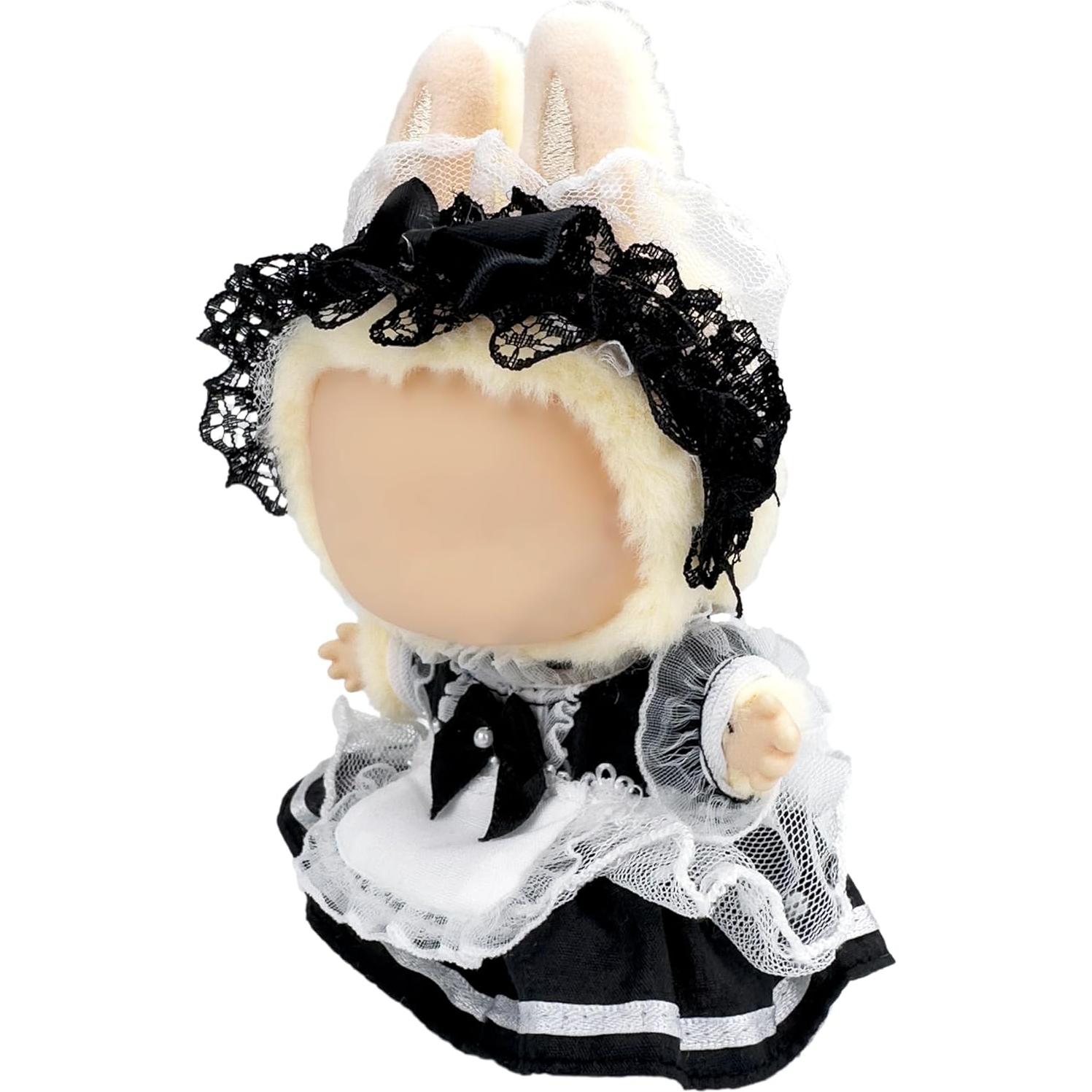 Conjunto de Ropa y Accesorios para Muñeca Labubu 17cm - Negro