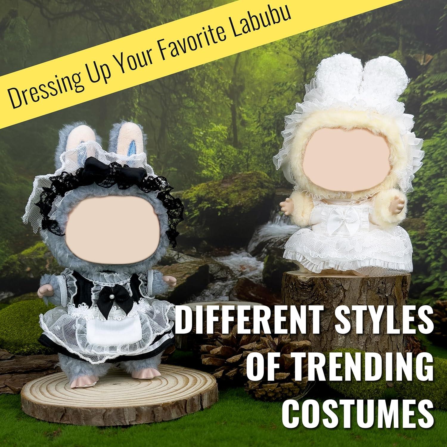 Conjunto de Ropa y Accesorios para Muñeca Labubu 17cm - Negro