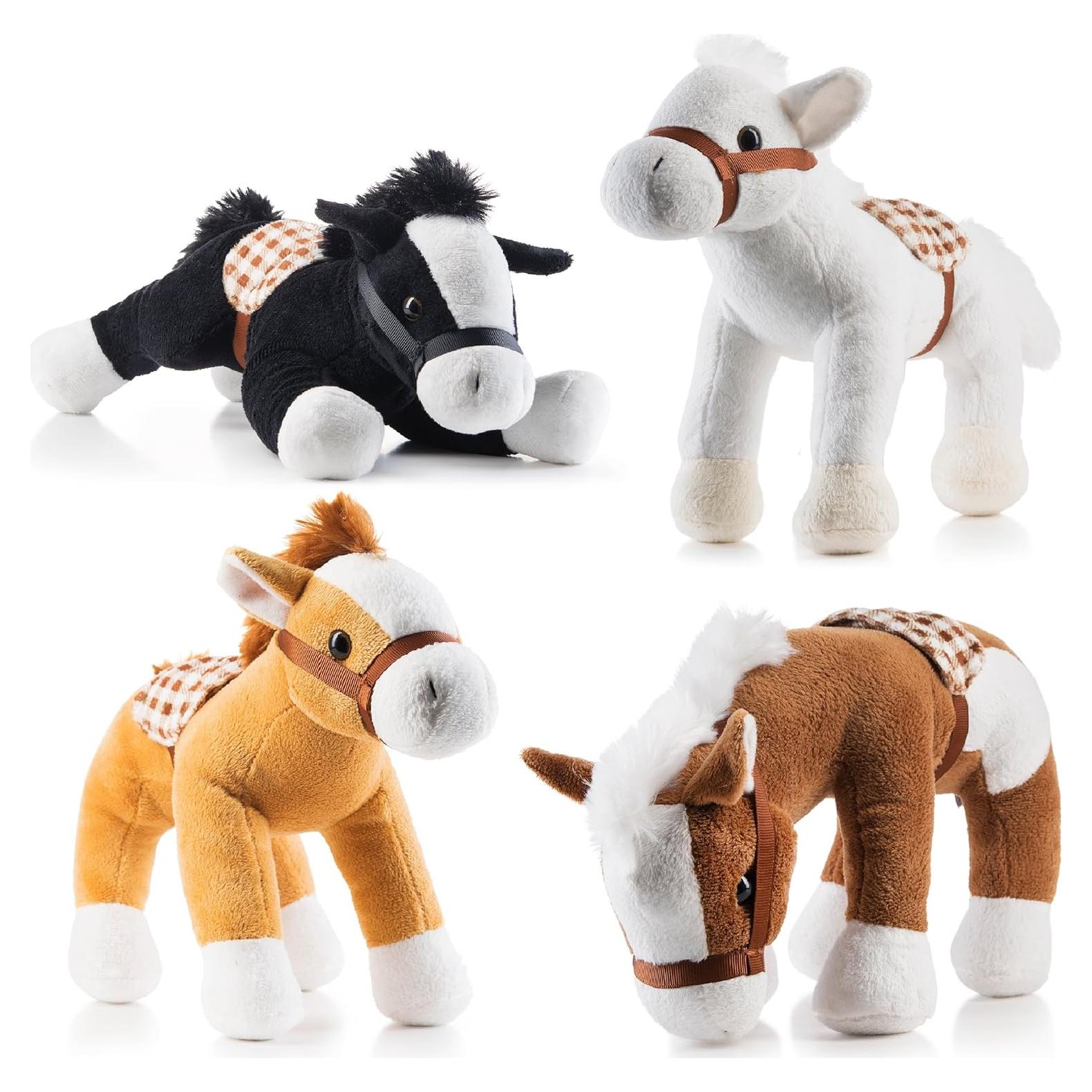 Set de 4 Caballos de Peluche Prextex 25.4 cm para Niños