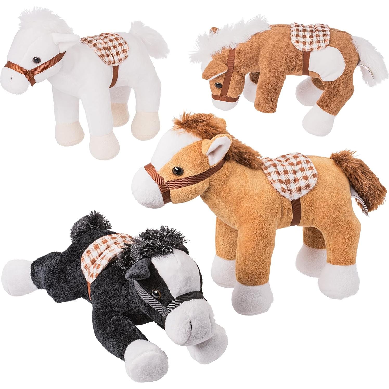 Set de 4 Caballos de Peluche Prextex 25.4 cm para Niños