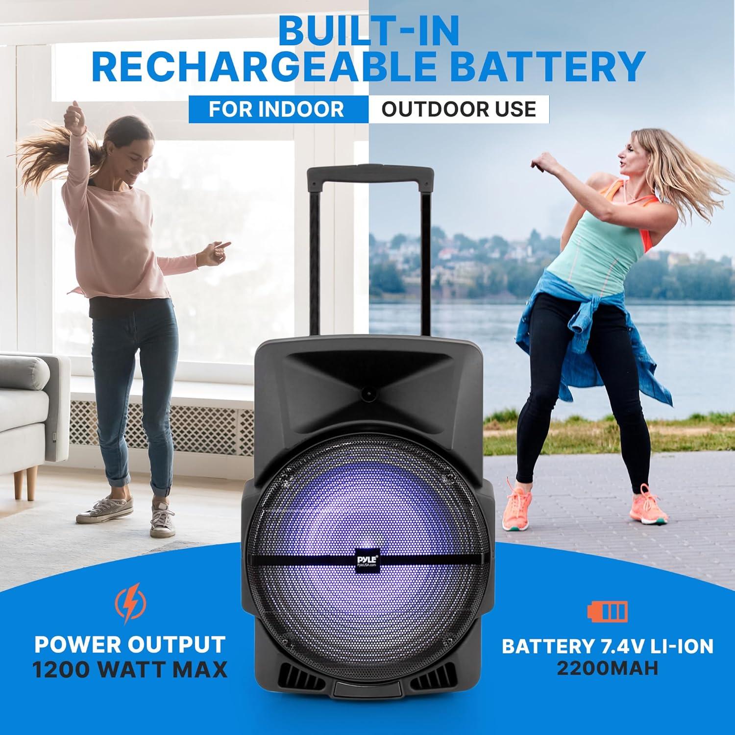 Altavoz PA portátil Pyle 1200W Bluetooth con USB y FM