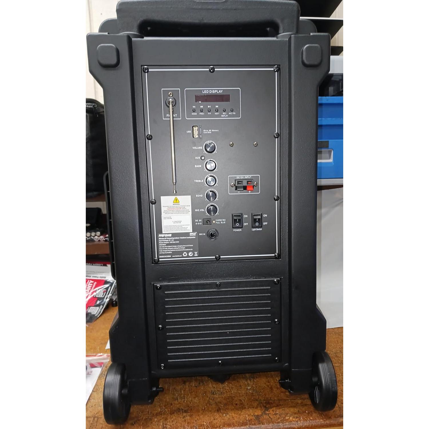 Altavoz PA portátil Pyle 1200W Bluetooth con USB y FM