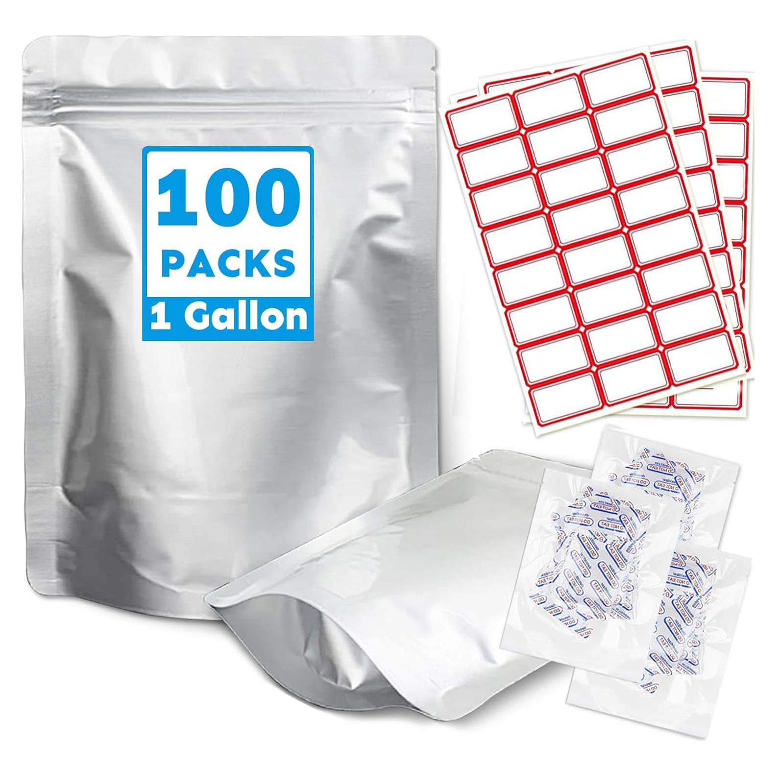 Bolsas Mylar 1 Galón 100PCS Cloudslucky 35.6x25.9cm Reutilizables