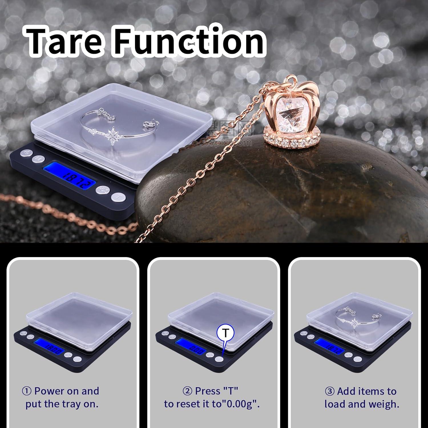 Báscula Digital de Gramos Barlunbee I2000BK500 500g 0.01g Negra