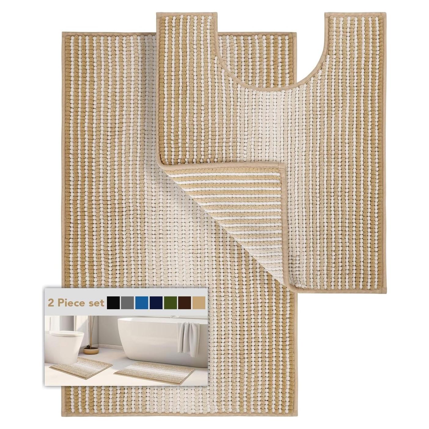 Conjunto de Alfombrillas de Baño BSICPRO 2 Piezas Beige