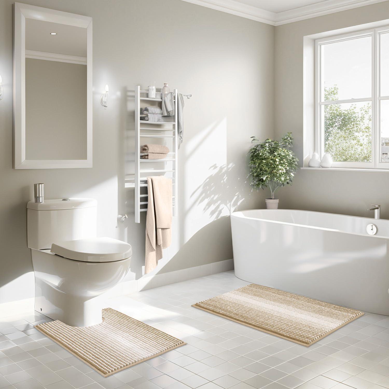 Conjunto de Alfombrillas de Baño BSICPRO 2 Piezas Beige