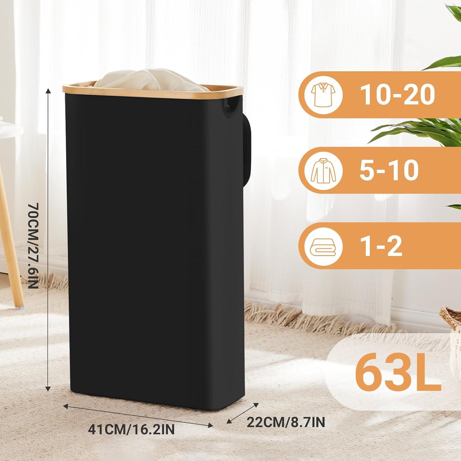 Cesta de Ropa Sucia Plegable 63L Mágica de Fiona Negra