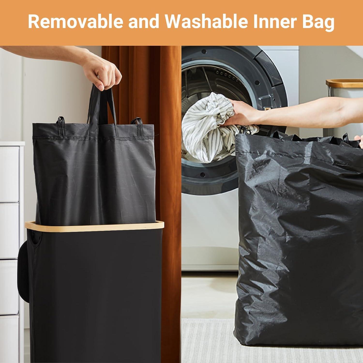 Cesta de Ropa Sucia Plegable 63L Mágica de Fiona Negra