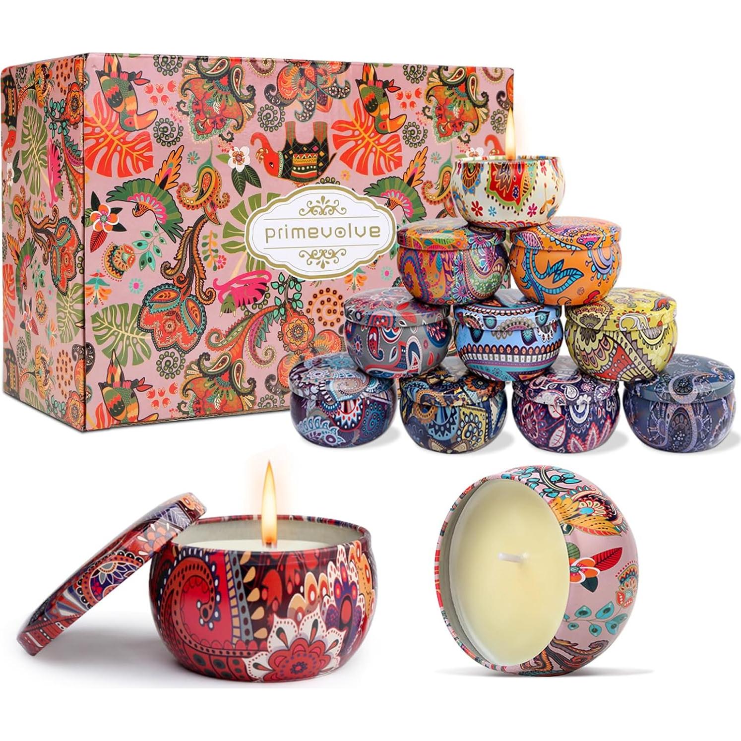 Juego de 12 Velas Aromáticas Primevolve 70.87 g Cera de Soja