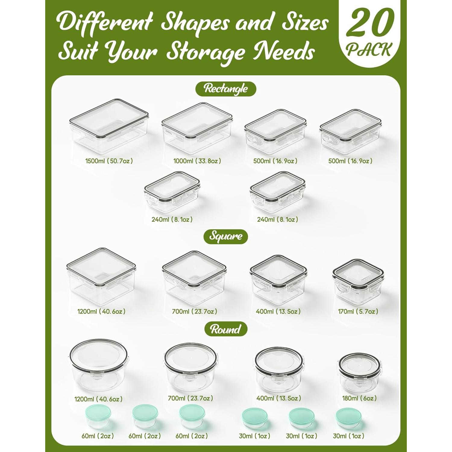 Juego de Contenedores de Alimentos Canfanni 40 Piezas Sin BPA